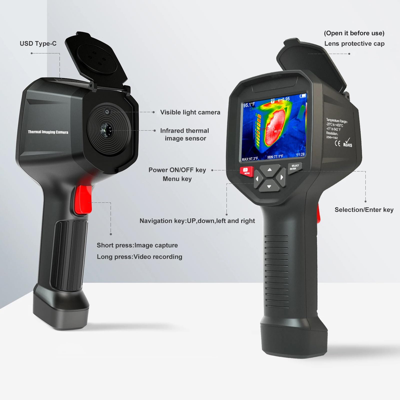 High Resolution 256x192 Thermal Imaging Camera with WiFi & 3.5