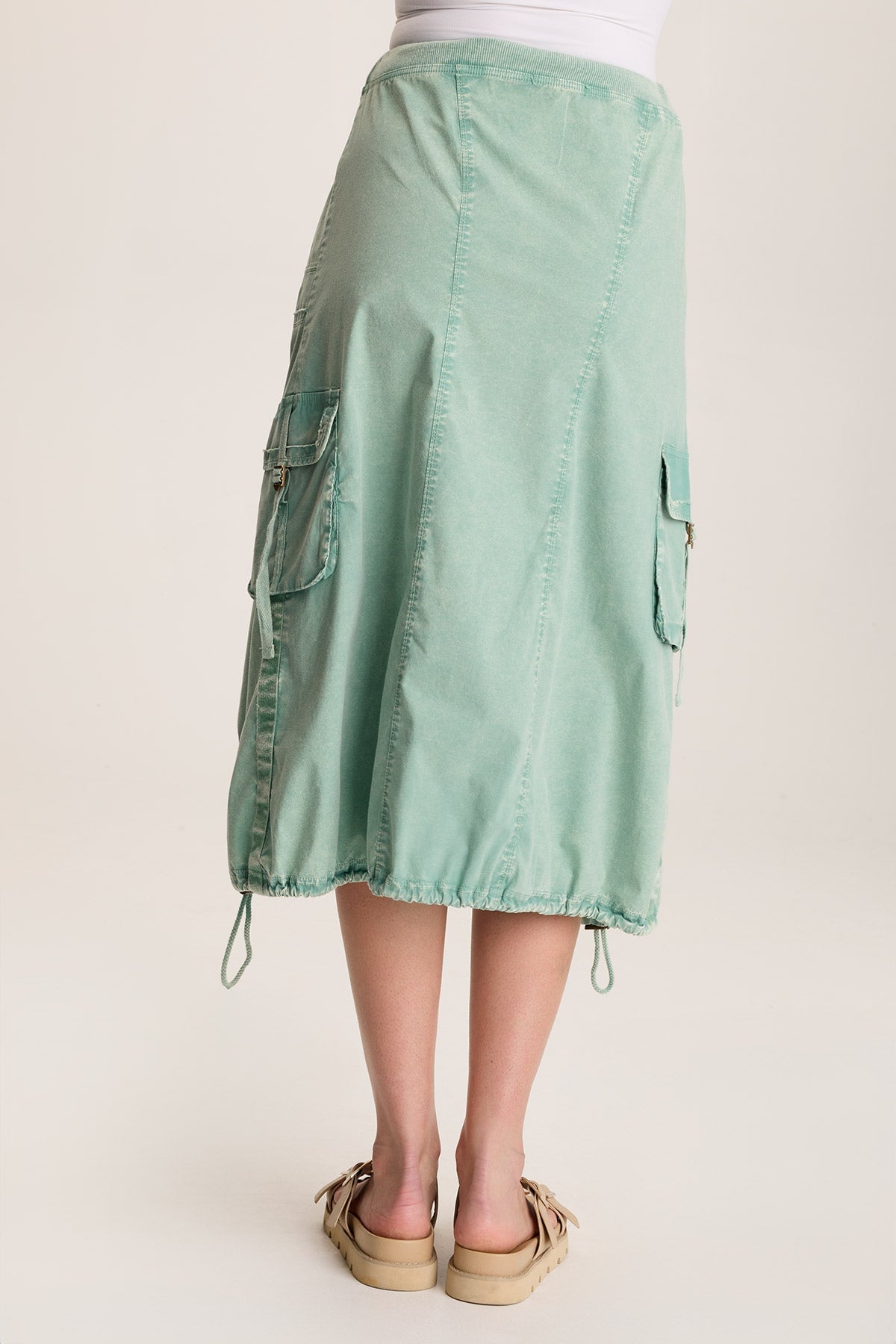 Castalina Women's Poplin Cargo Midi Skirt - Stylish Casual Summer Skirt with Pockets for Outdoor, Travel & Everyday Wear