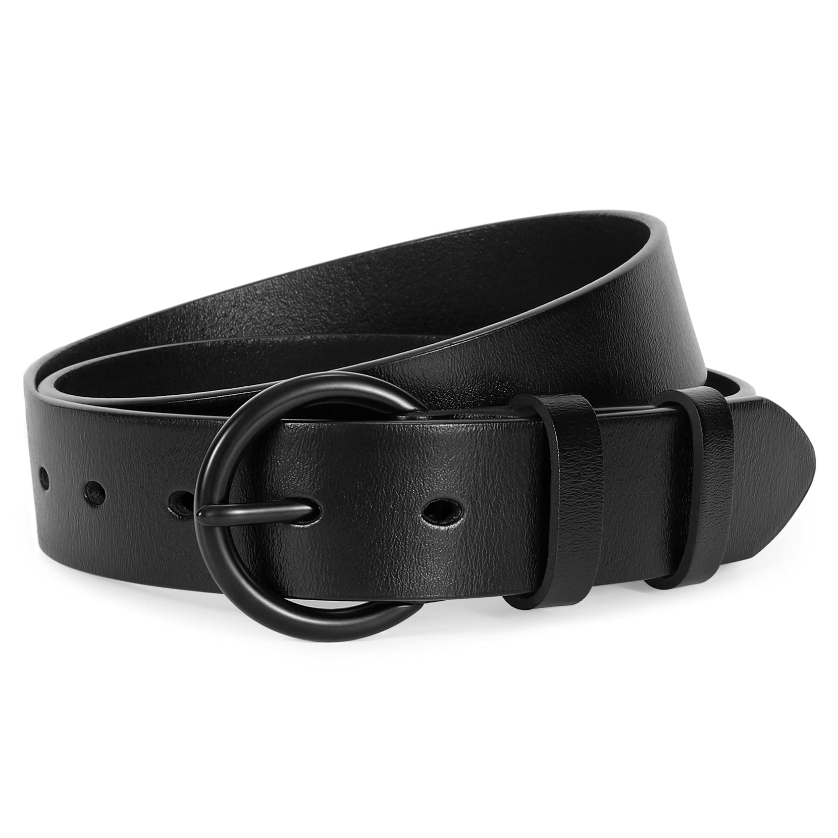 JASGOOD Women's Black Leather Belt with Gold Buckle - Stylish Dress Belt for Jeans & Pants | Perfect for Office, Casual Outfits & Everyday Wear