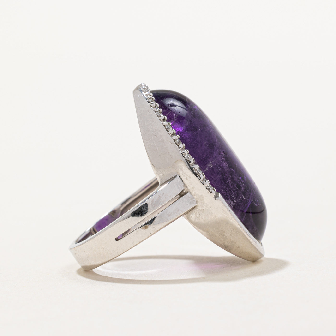 12.70ct Amethyst & 0.08ct Diamond Cocktail Ring - Size 6 | Elegant Purple Gemstone Jewelry for Women | Perfect for Evening Parties, Weddings & Special Occasions