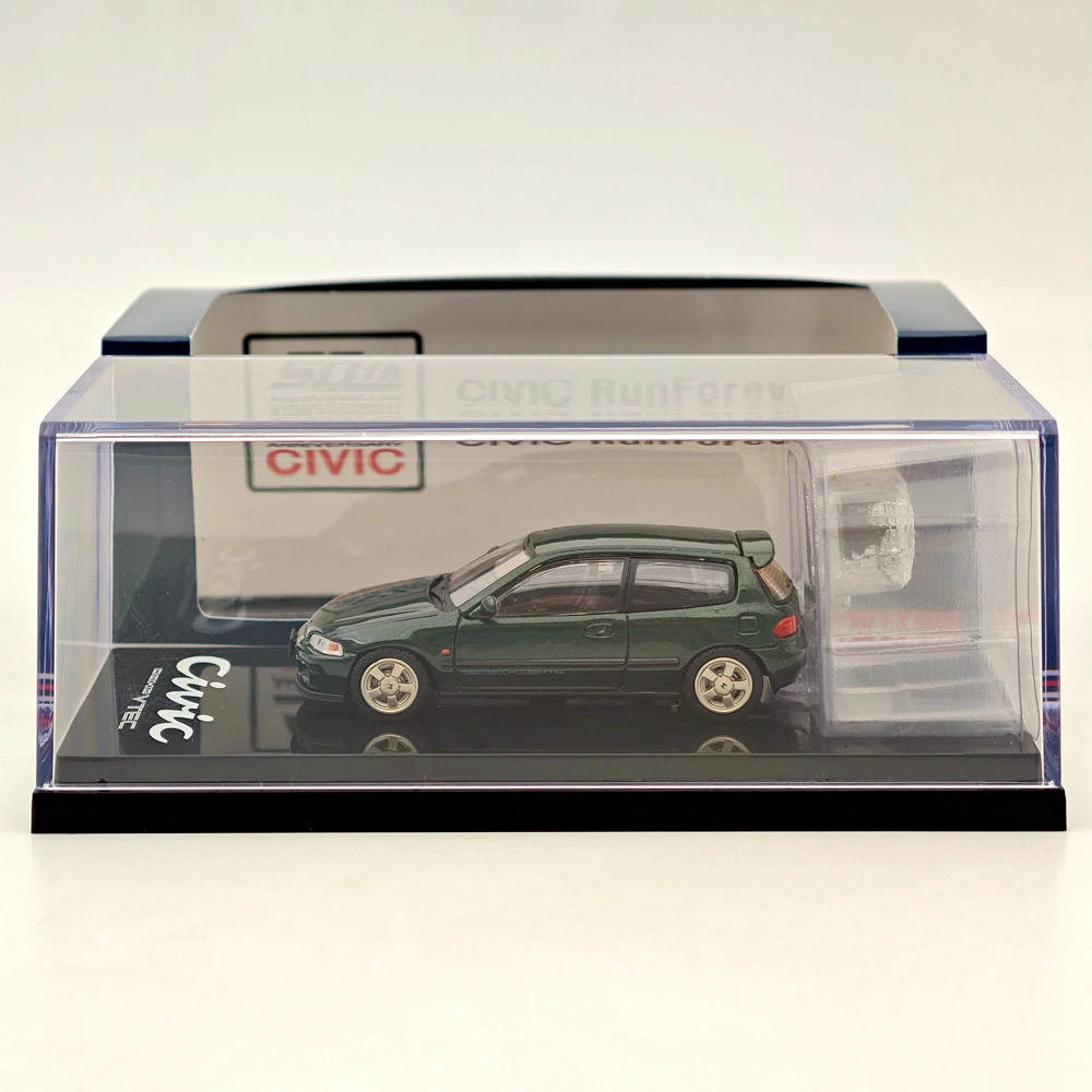 1/64 Honda CIVIC (EG6) Sir S Diecast Model Car with Engine Display - Lausanne Green | Hobby Japan HJ641017SG | Collectible Miniature Vehicle for Display, Gifts & Car Enthusiasts