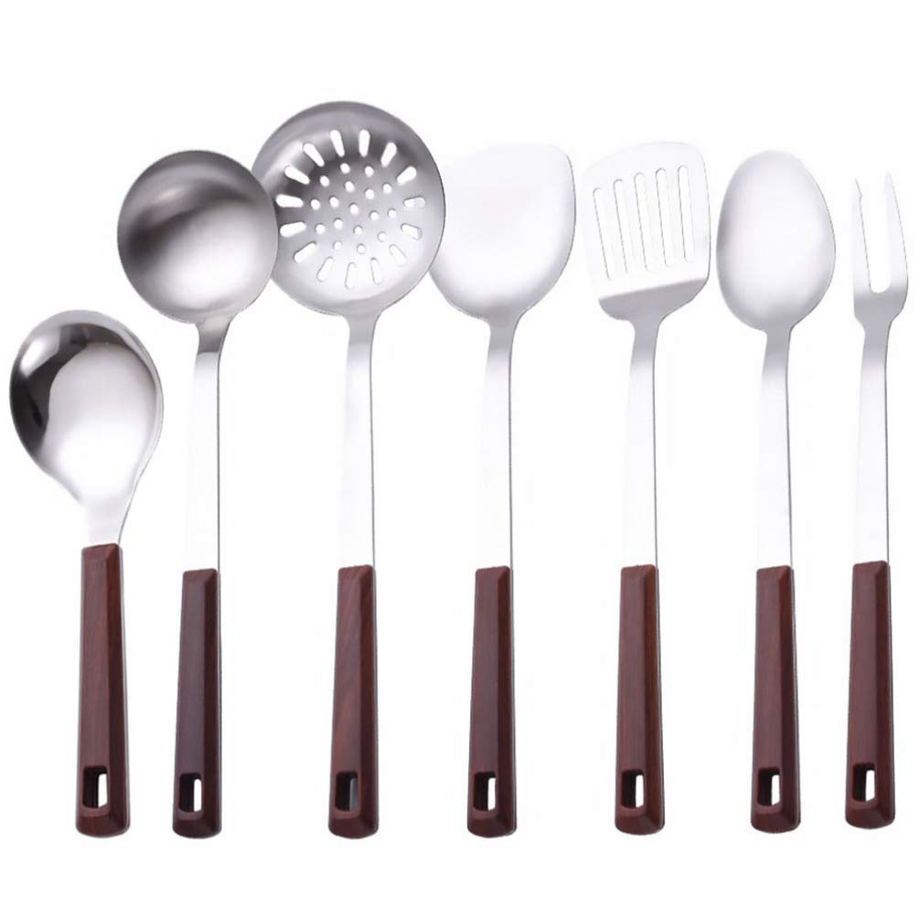 Hemoton 7-Piece Stainless Steel Kitchen Utensil Set - Fine Mesh Sieve, Baking Spatula, Skimmer Ladle & More for Cooking, Baking & Food Prep - Durable Kitchen Gadgets for Home Chefs & Bakers