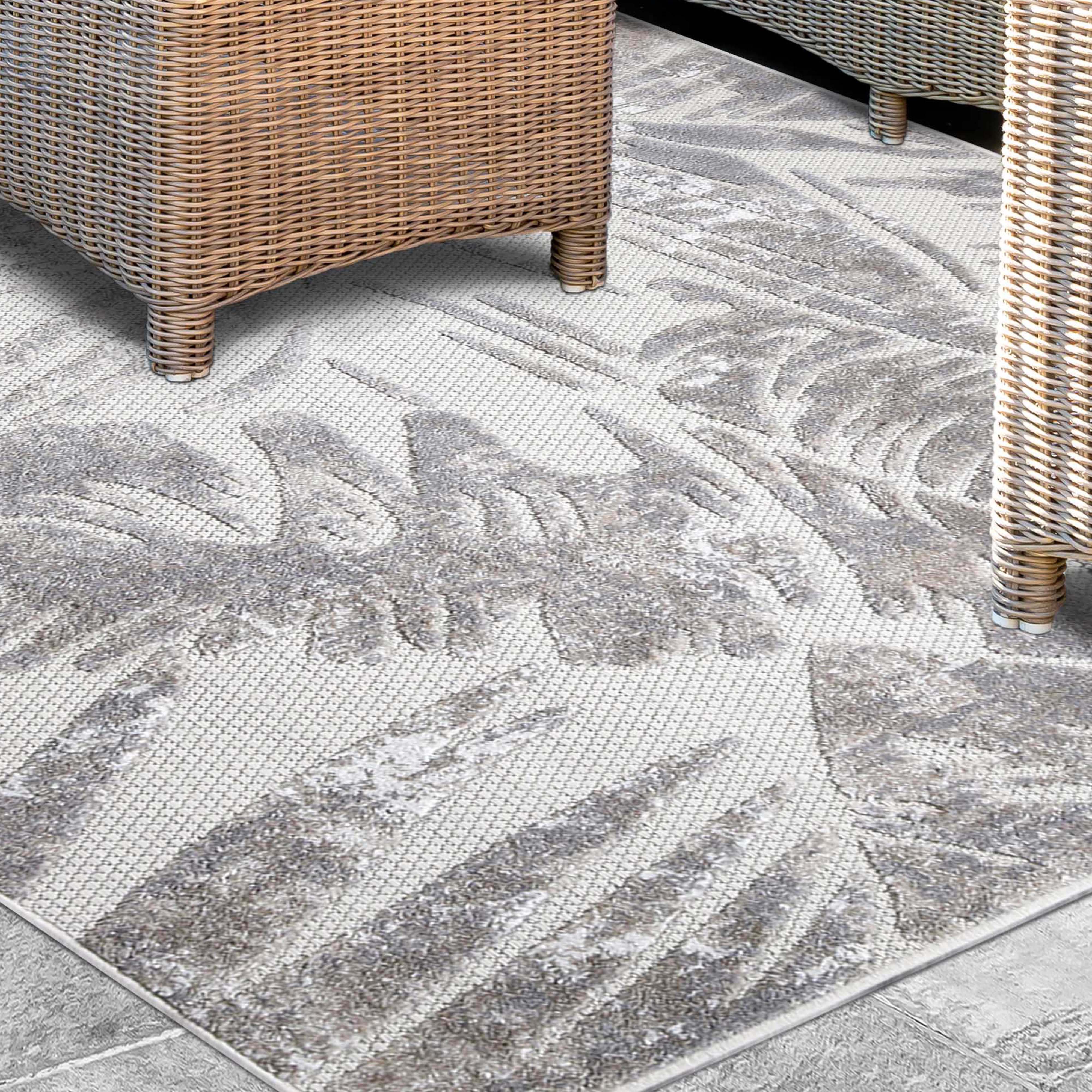 Botanical Leaves Modern Indoor/Outdoor Area Rug - Non-Slip Bohemian Runner for Living Room, Bedroom, Patio Decor | Eco-Friendly Home Accent Piece