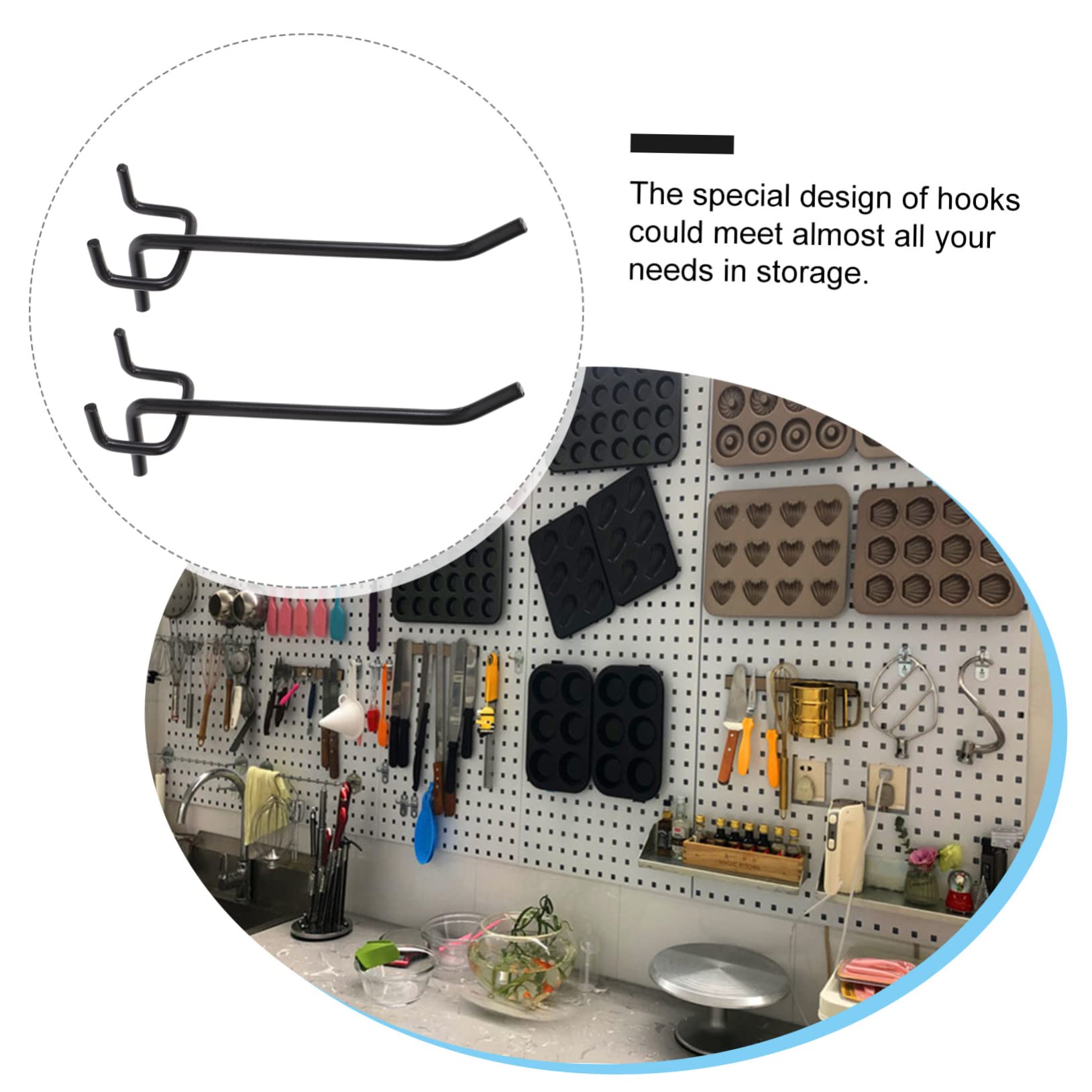BIUDECO 50-Piece 2 Inch Metal Pegboard Hooks Kit - Heavy Duty Iron Hooks for Wall Organization, Garage Storage & Workshop Tools - Fits Mesh Plates & Pegboard Panels