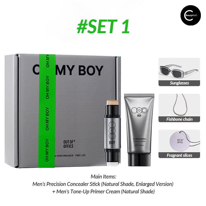 OUT OF OFFICE Men’s Undetectable Makeup Set - Natural Looking Concealer & Foundation Kit for Daily Use, Date Night & Professional Events