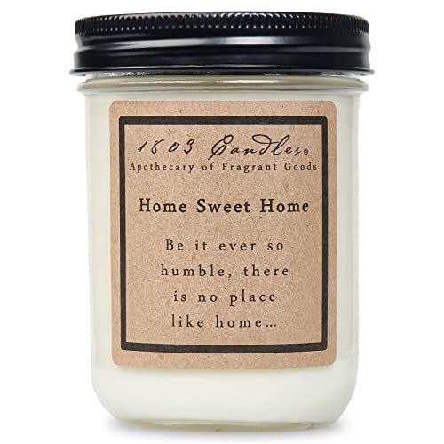1803 Candles - 14 oz. Soy Wax Jar Candle in Home Sweet Home Scent - Long Lasting Aromatherapy for Relaxation, Meditation & Home Decor