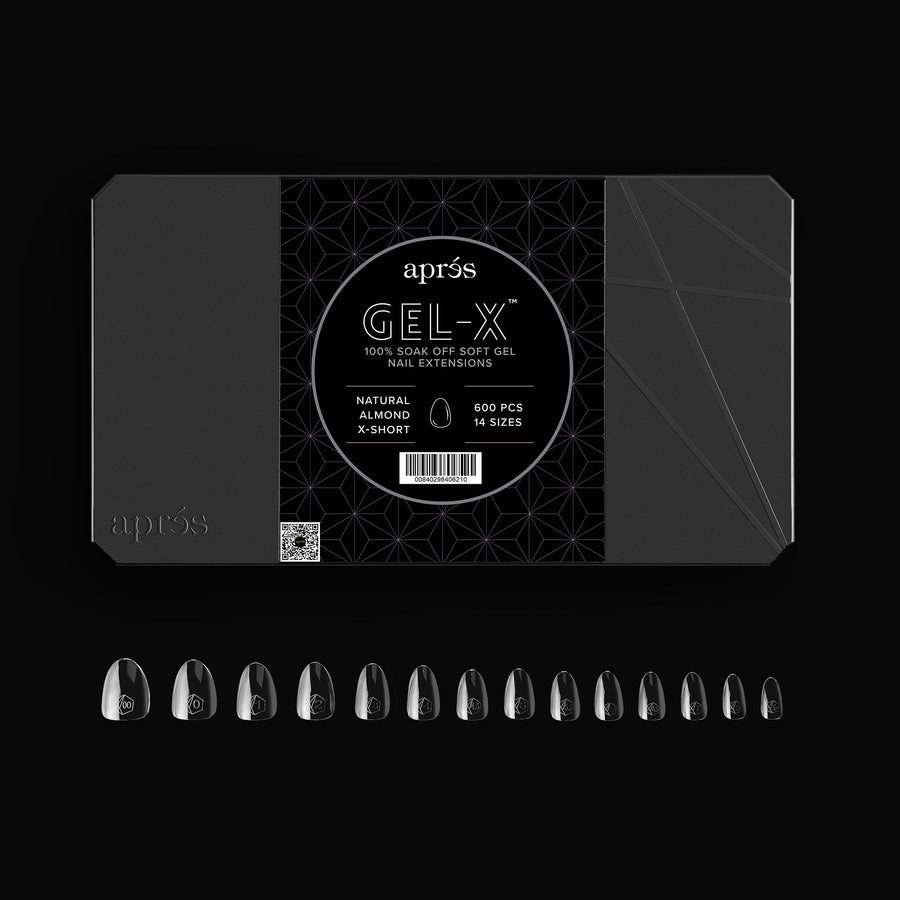 Apres Gel X Tips 2.0 - Natural Almond Extra Short (600 Pcs) - Professional Nail Extension Kit for DIY Manicures & Salon Use