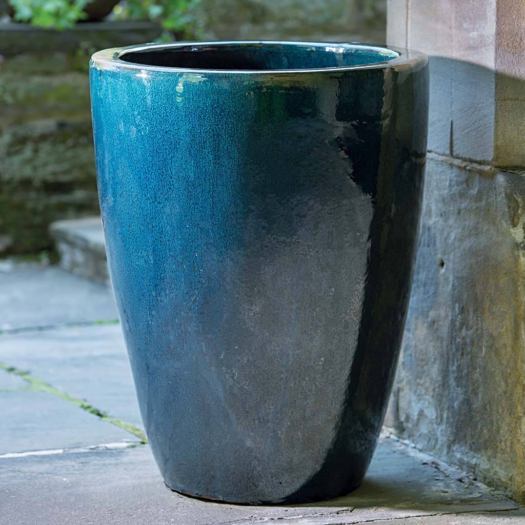 Campania International Marta Planter Set of 3 - Indigo Rain Glazed Ceramic Flower Pots for Indoor/Outdoor Plants, Home & Garden Decor