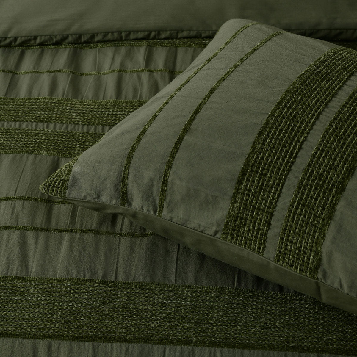 Bianca Avery Forest Chenile Striped Quilt Cover Set King Size - Soft Luxury Bedding for Cozy Bedroom Decor & Guest Room Essentials