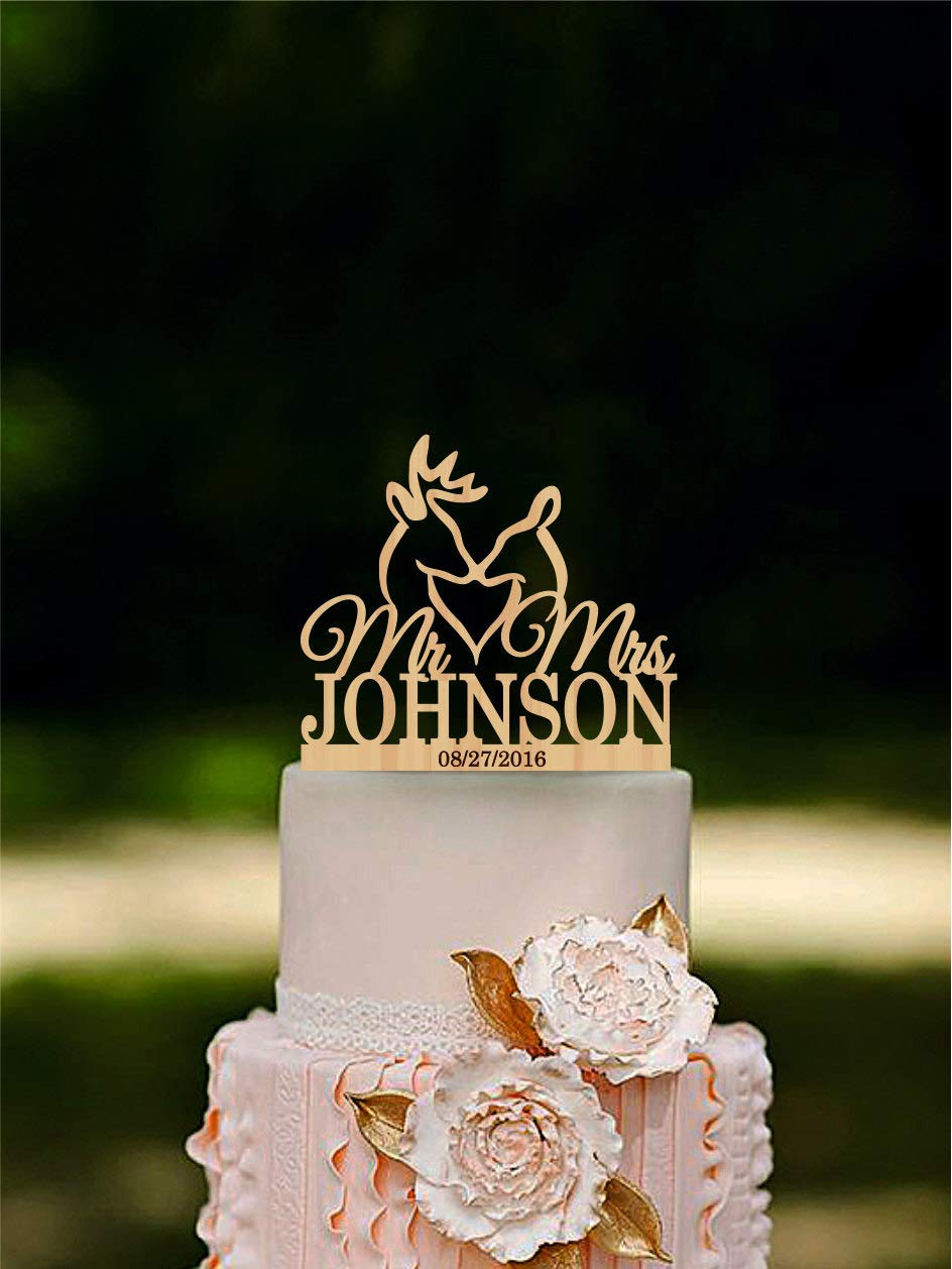 Rustic Deer Wedding Cake Topper - Mr & Mrs Hunting Theme Cake Decoration for Rustic Weddings | Perfect for Hunting Enthusiast Couples & Outdoor-Themed Weddings