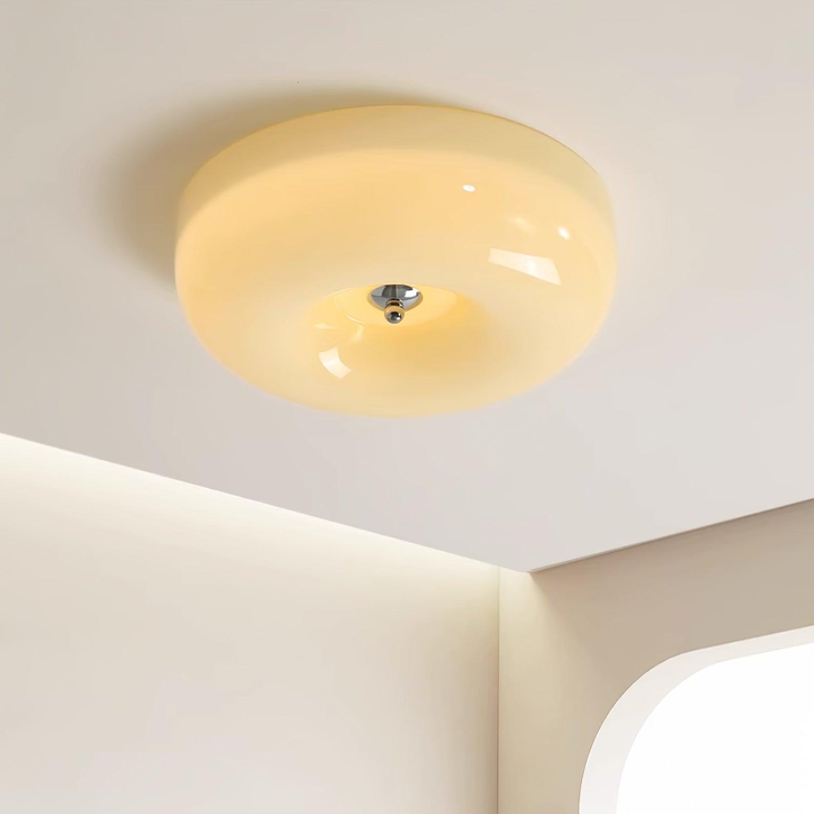 Cream Pudding Ceiling Light Fixture - Modern LED Flush Mount Lighting for Bedroom, Living Room & Kitchen - Soft Warm White Glow, Energy Efficient Home Decor