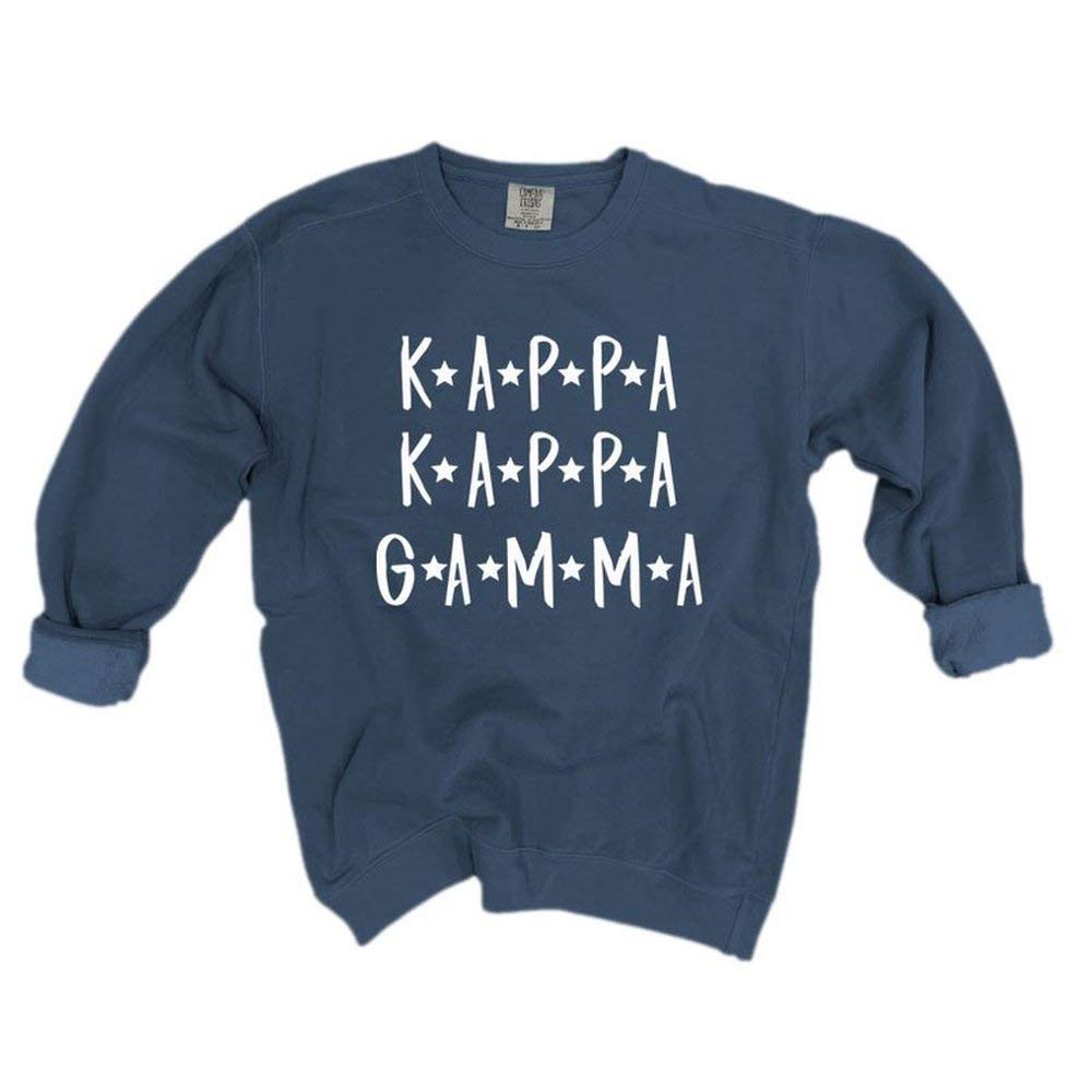 Kappa Kappa Gamma Comfort Colors Starry Night Crewneck Sweatshirt - Soft Vintage College Sorority Apparel for Casual Wear & Greek Life Events