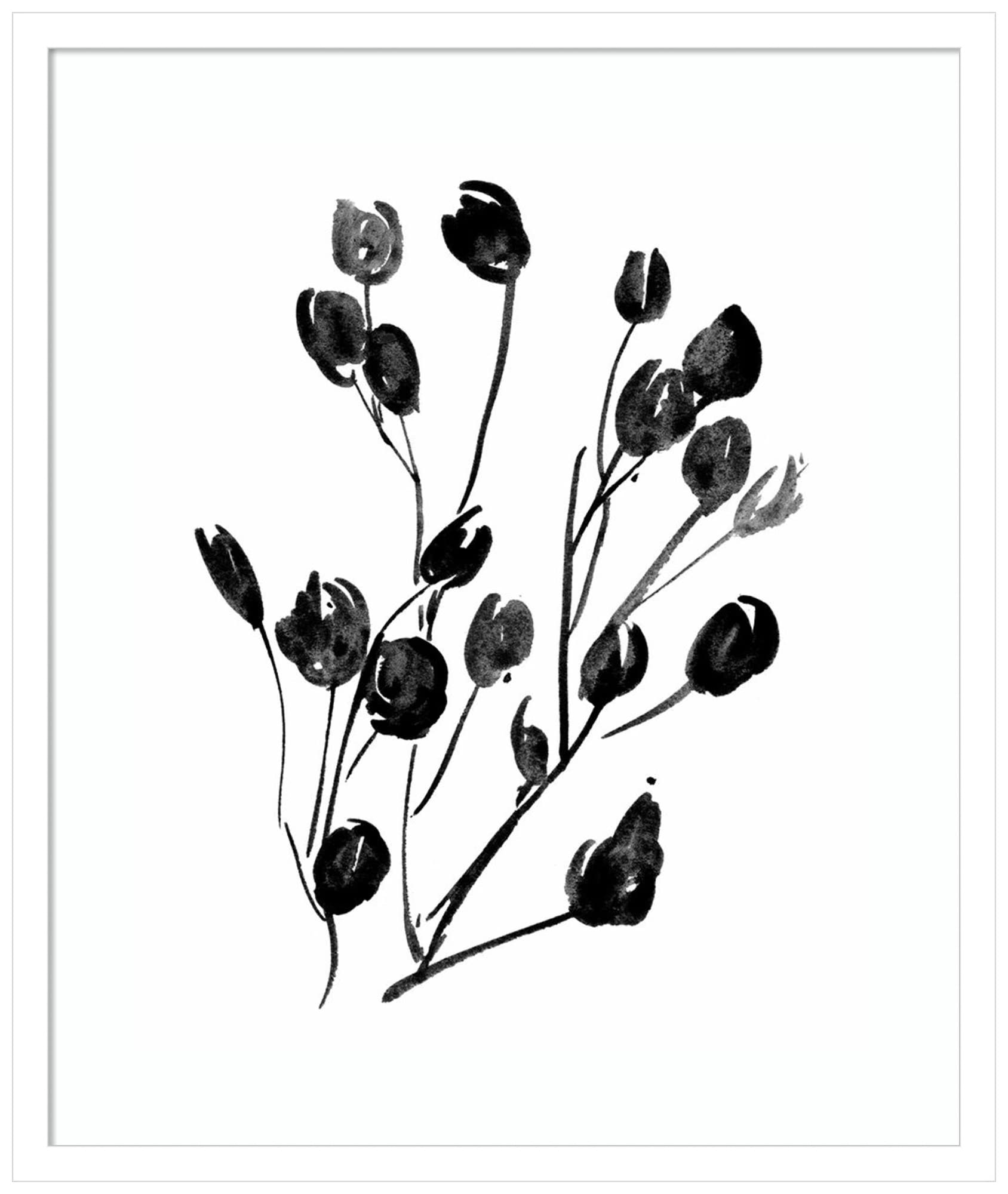 Amanti Art Wood Framed Wall Decor - Expressive Floral II Print by Melissa Wang, 21x25 Inches, White Frame - Perfect for Living Room, Bedroom & Office Decor