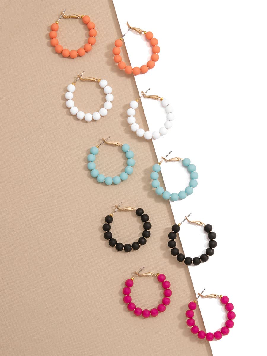 ZENZII Bohemian Beaded Hoop Earrings for Women - Stylish Round Beaded Dangle Earrings - Perfect for Casual Wear, Parties & Boho Fashion Accessories