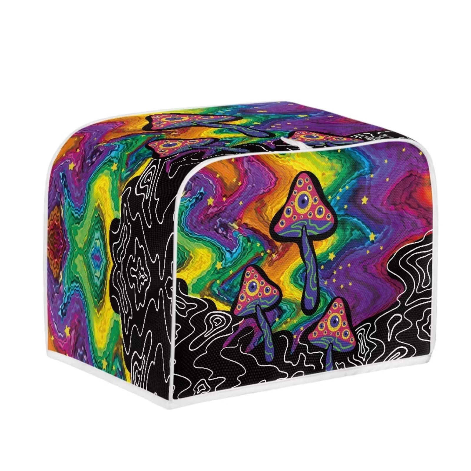 Belidome Rainbow Trippy Mushroom Toaster Cover - Soft Lightweight Bread Machine Protector for Kitchen Small Appliances | Perfect for Toasters, Ovens & Countertop Decor