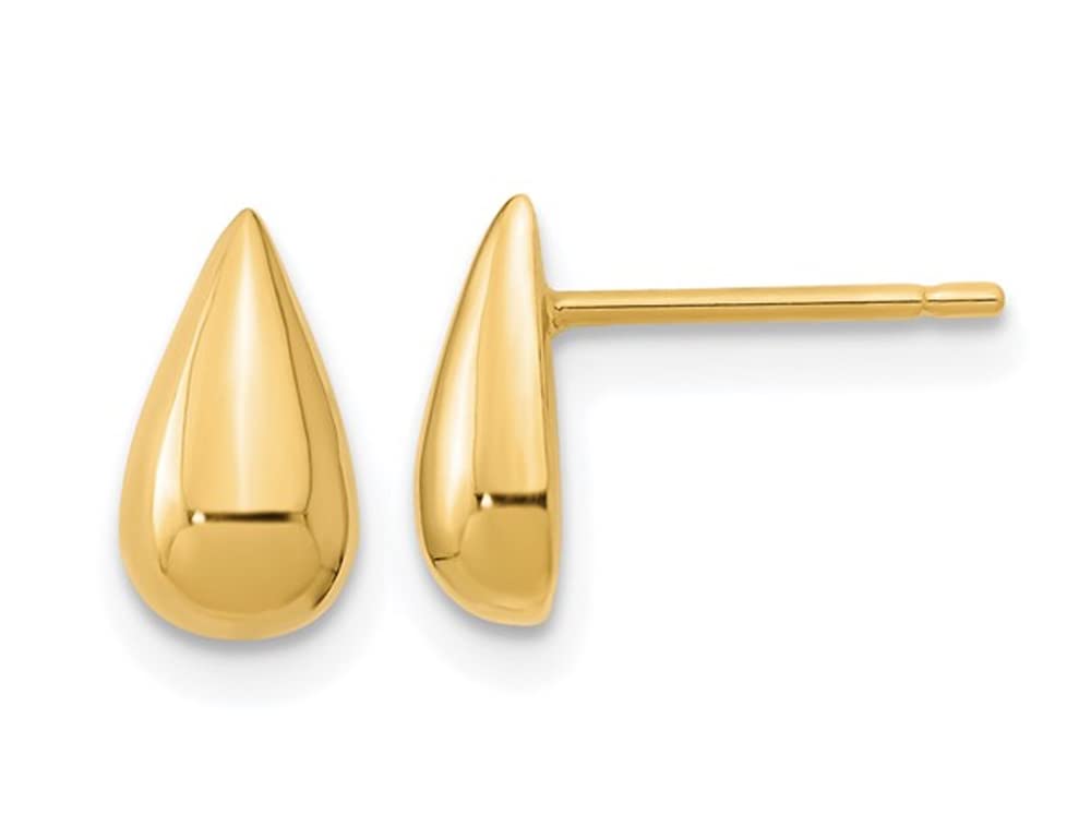 14K Yellow Gold Teardrop Earrings for Women - Elegant Polished Dangle Earrings for Wedding, Party & Special Occasions