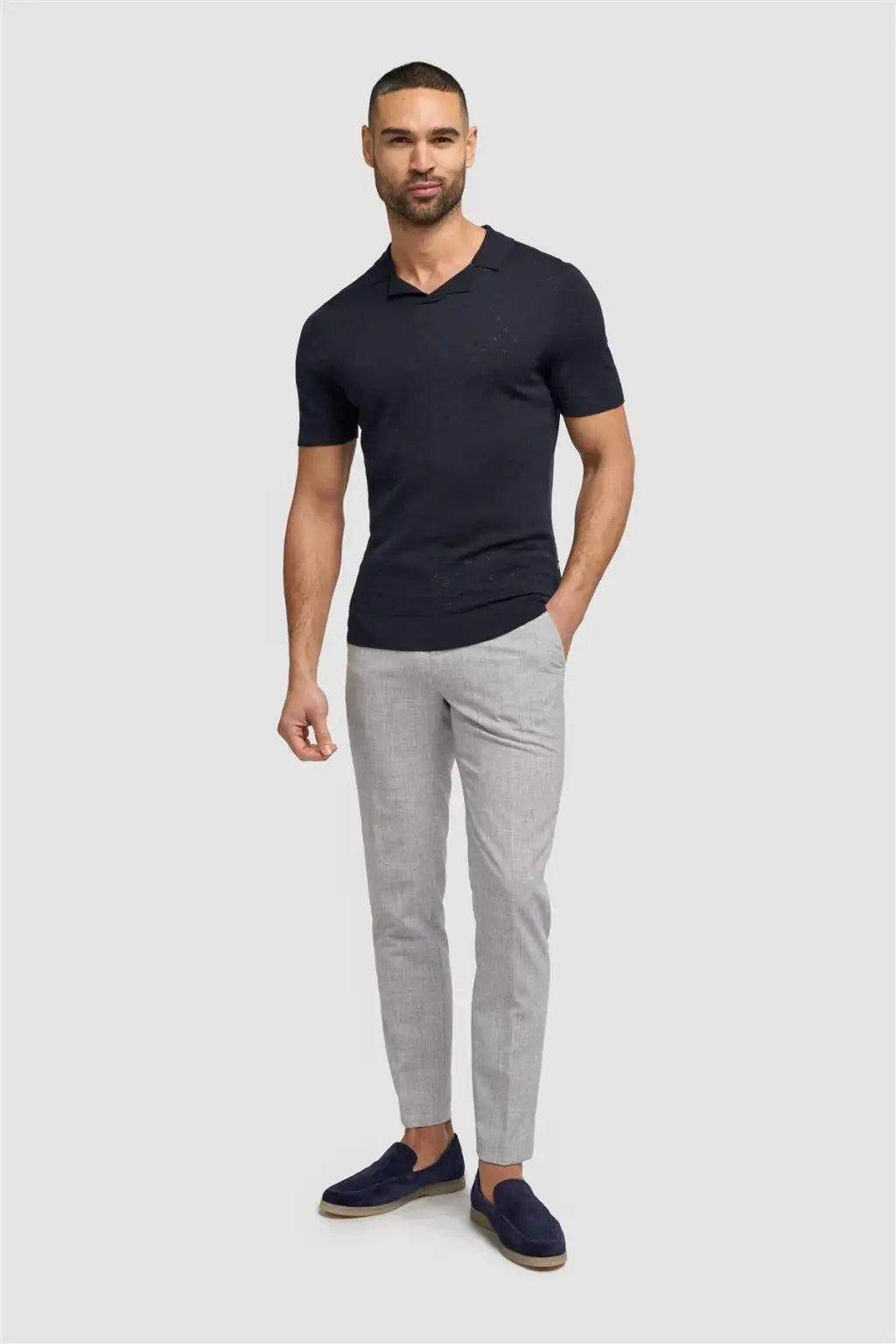 Cavani Men's Alfan Cuban Collar Knitted Polo Shirt - Breathable Summer Casual Shirt for Beach, Party & Office Wear