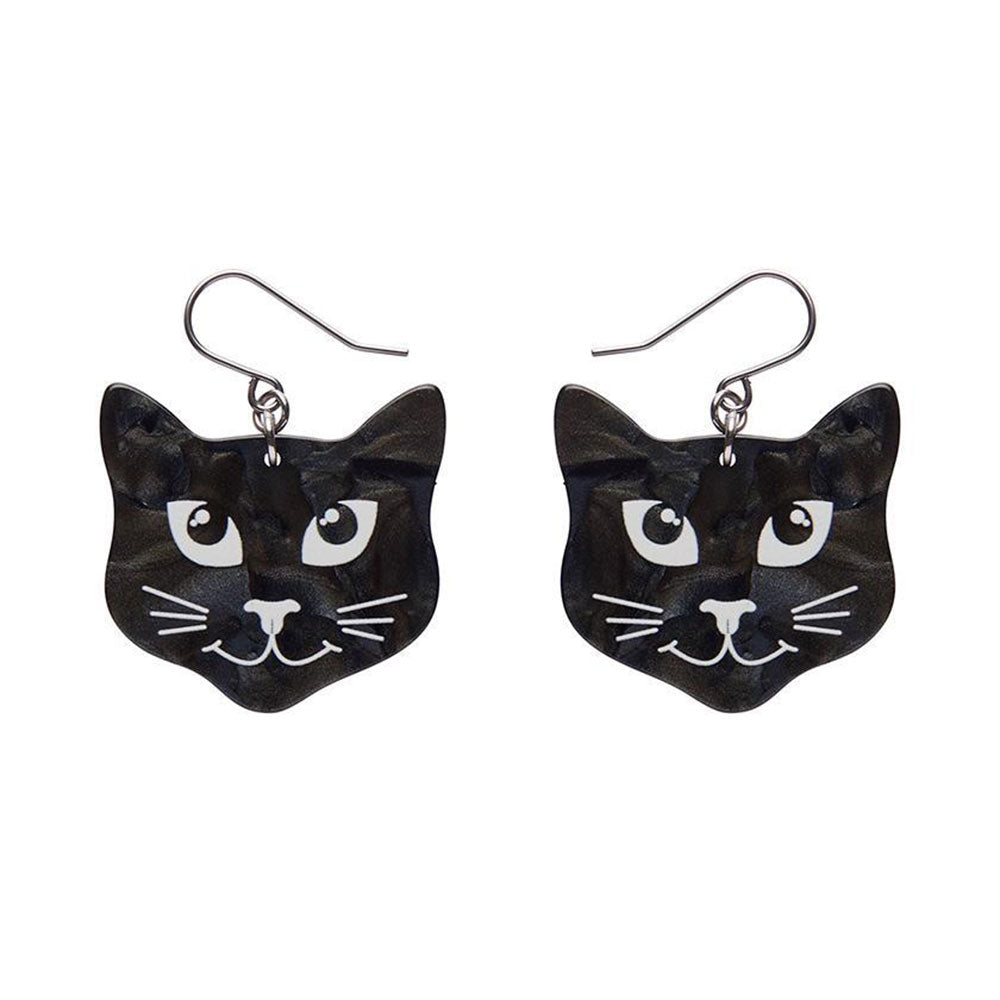 Stylish Black Cat Drop Earrings by Erstwilder - Perfect for Halloween, Cosplay & Gothic Fashion Accessories