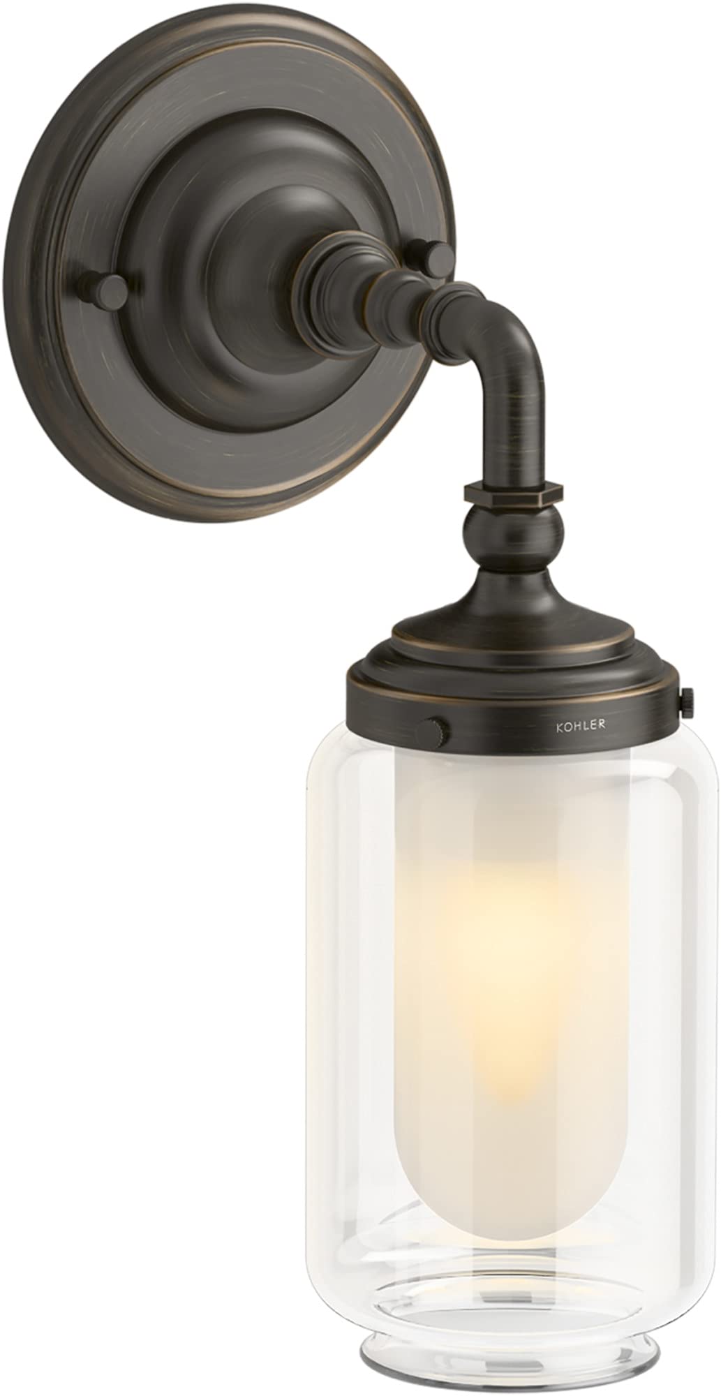 Kohler 72584-BZL Artifacts Bathroom Vanity Light Fixture - Oil Rubbed Bronze Wall Sconce with Downlight - UL Listed for Bathroom, Powder Room & Dressing Area Lighting