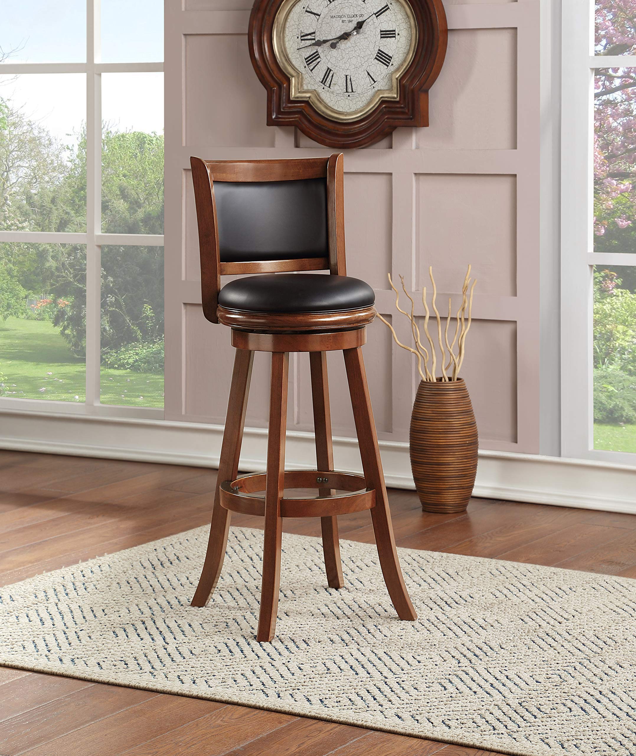 Boraam Augusta 34-Inch Extra Tall Swivel Bar Stool - Cherry Finish, Single Bar Stool for Kitchen Island, Breakfast Nook & Home Bar - Comfortable & Durable Counter Height Stool (1-Pack)