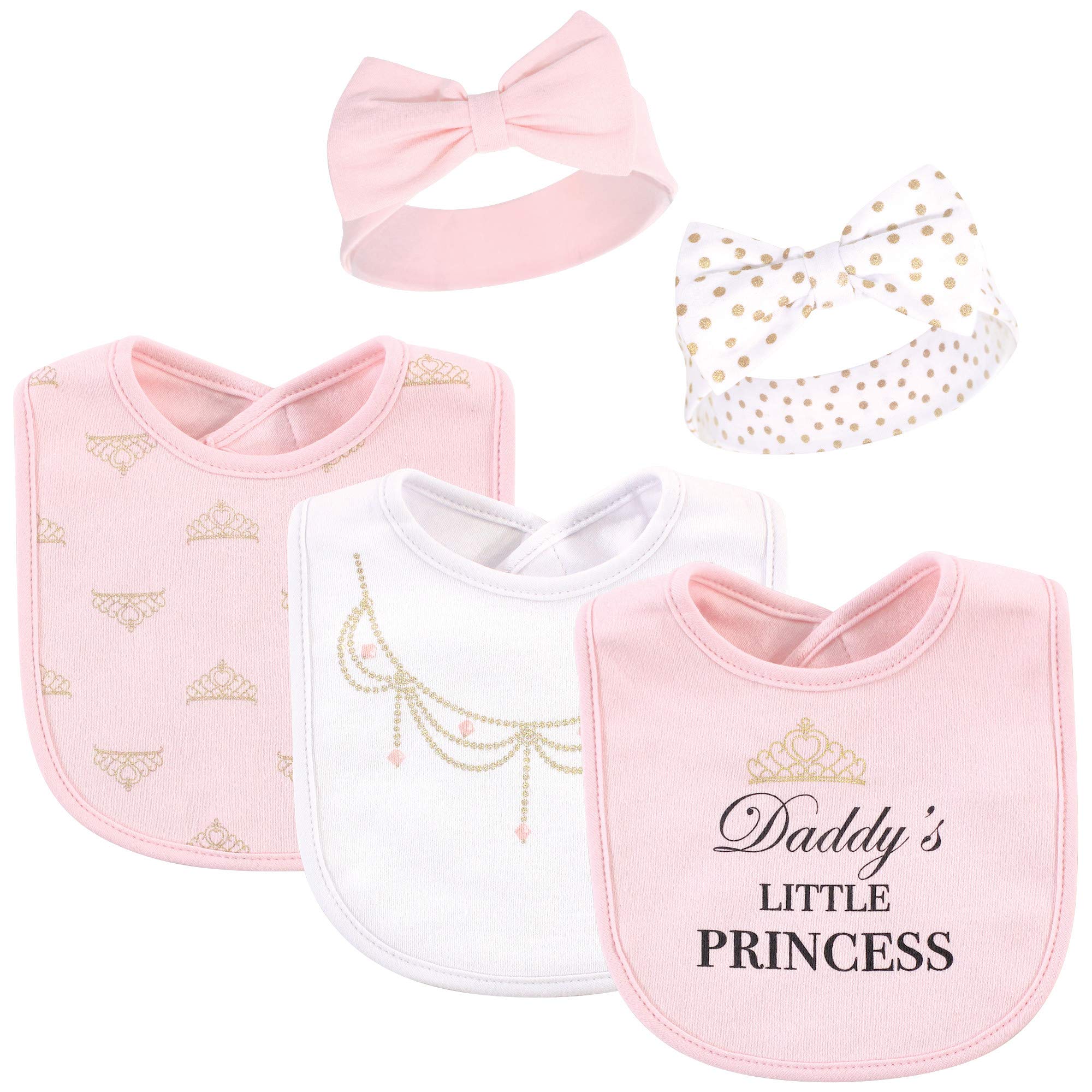 Little Treasure Baby Girl Cotton Bib and Headband Set - Daddy's Princess - One Size - Perfect for Newborn Photography & Special Occasions