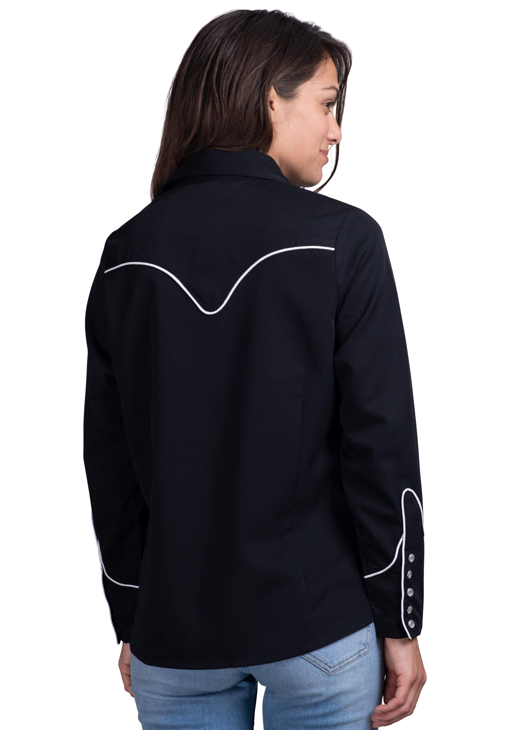 Benny's Women's Black Western Dress Shirt - Stylish Cowgirl Top for Rodeo, Country Music Festivals & Casual Outings