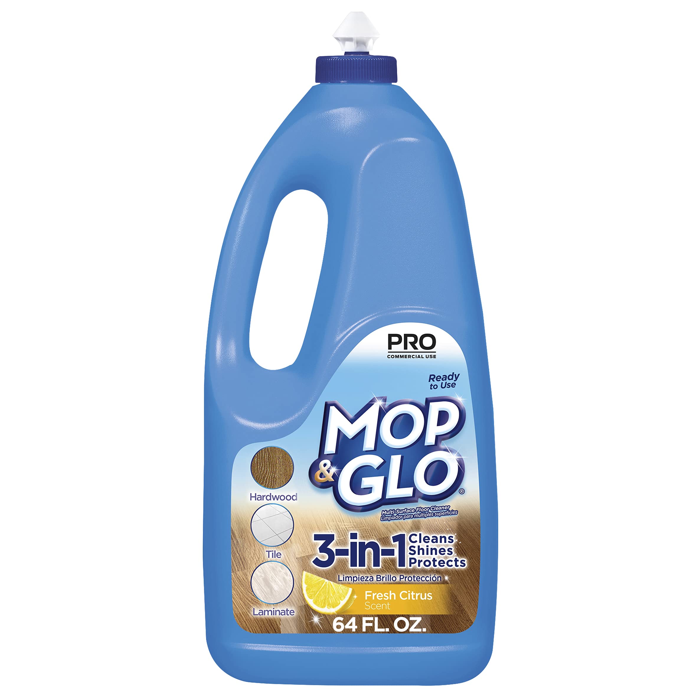 Mop & Glo Professional Multi-Surface Floor Cleaner - Fresh Citrus Scent (64 Oz) | Tile, Vinyl, Laminate & Hardwood Floor Cleaner | Perfect for Kitchens, Bathrooms & High-Traffic Areas