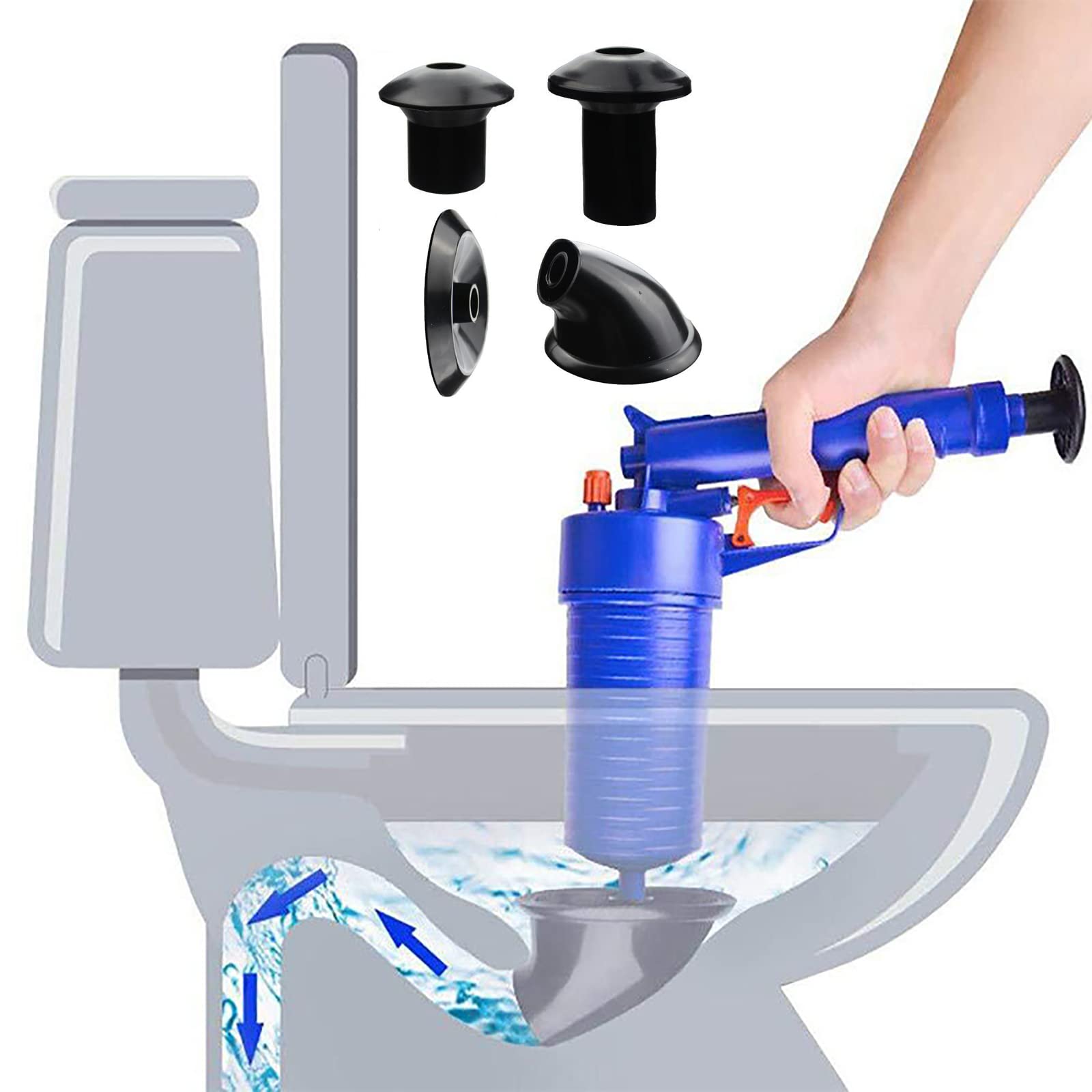 SRHMYWGY High Pressure Air Drain Blaster - Powerful Clog Remover for Sink, Toilet, Shower & Bathtub | Drain Opener Tool with Pressure Pump for Kitchen & Bathroom Pipes | Ideal for Hair, Grease & Food Clogs