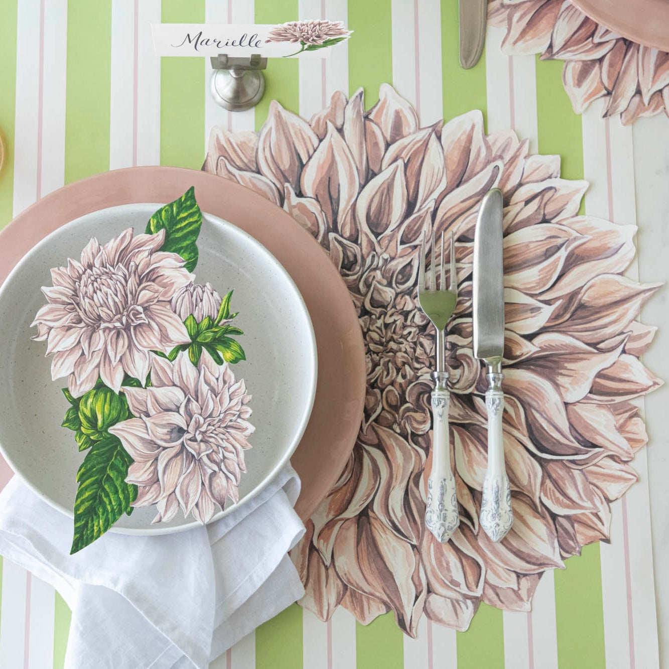 Premium Die-Cut Dahlia Placemats Set of 4 - Elegant Floral Table Mats for Dining, Kitchen, Party Decor - Waterproof & Heat-Resistant for Everyday Use