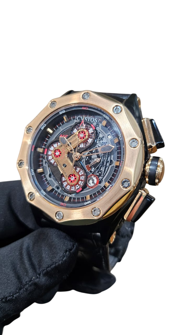 CVSTOS Men's Luxury Chronograph Watch - PVD Titanium & 18K Rose Gold Case - Swiss Automatic Movement - Perfect for Business, Formal Events & Luxury Gift Giving