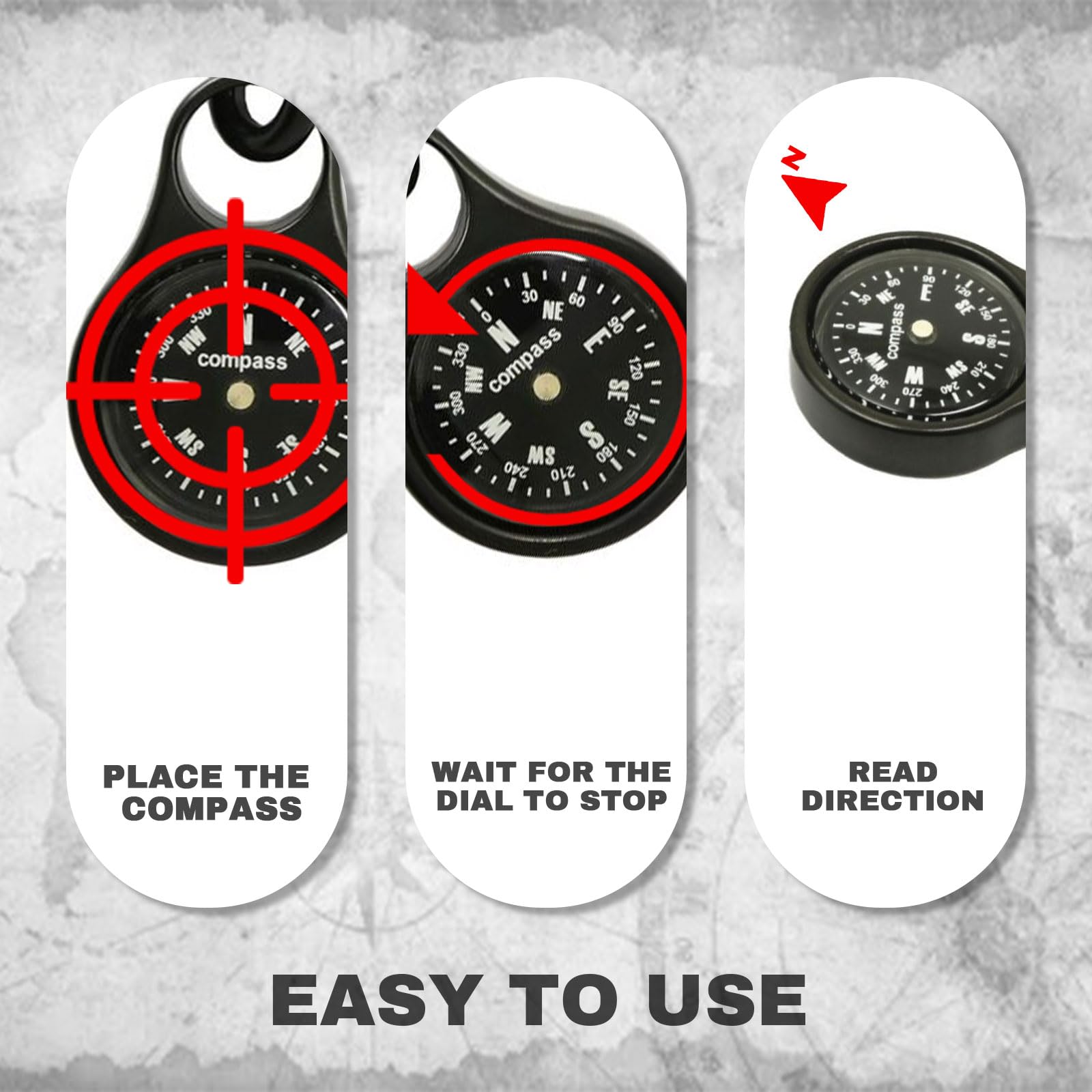 Custom Portable Compass Keychain - Mini Waterproof Luminous Survival Compass for Men | Perfect for Hiking, Camping, Hunting & Map Navigation | Great Outdoor Adventure Gift