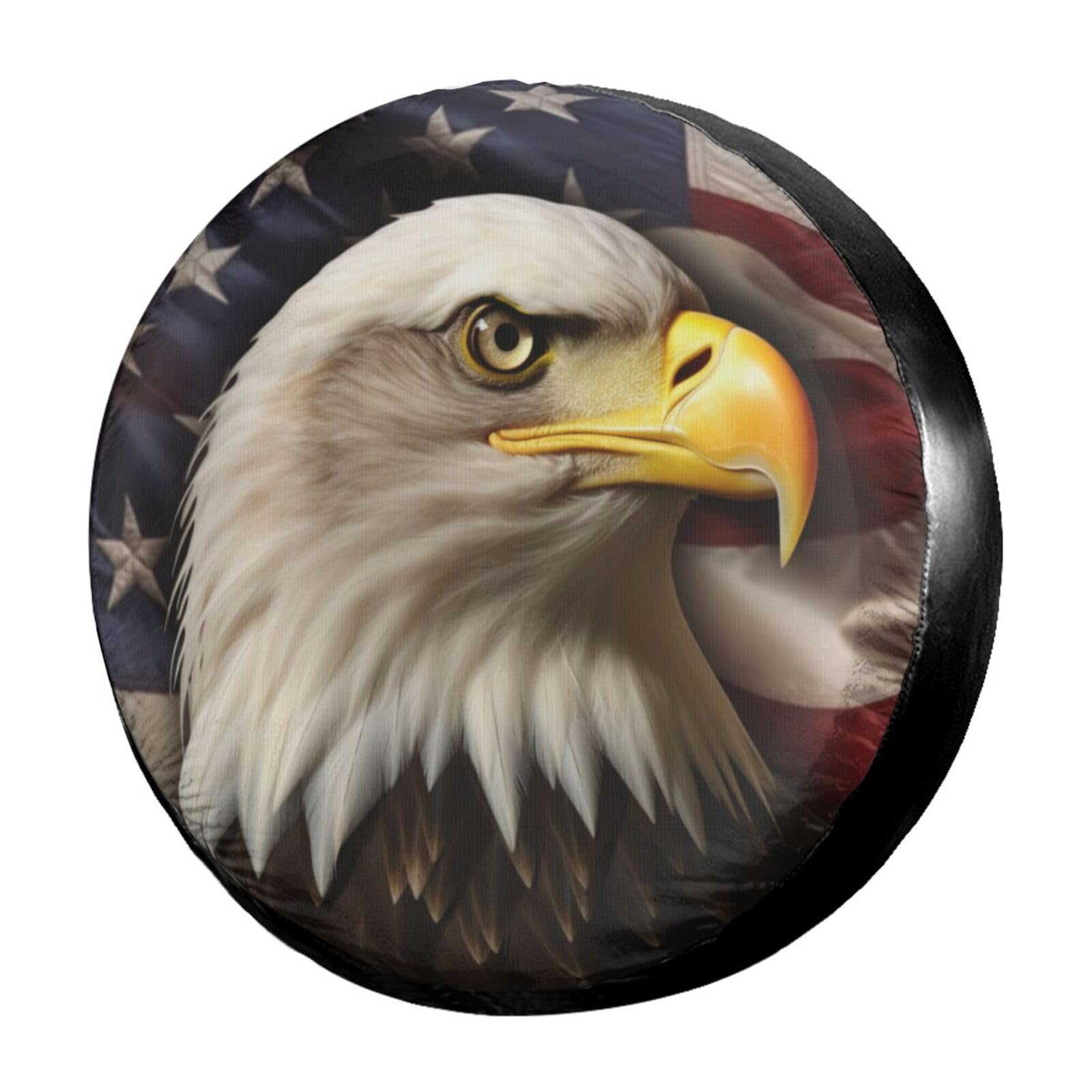 American Eagle & Flag Spare Tire Cover - Waterproof Dust-Proof Wheel Cover for 15