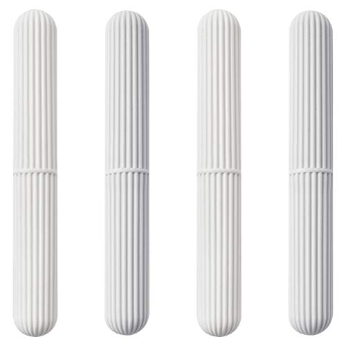 Artibetter 4-Pack Travel Toothbrush Holder Case - Portable Toothbrush Storage Box for Business, Camping & Vacation - Compact Hygienic Design (White & Grey) - Perfect for Air Travel, Gym Bags & On-the-Go Oral Care