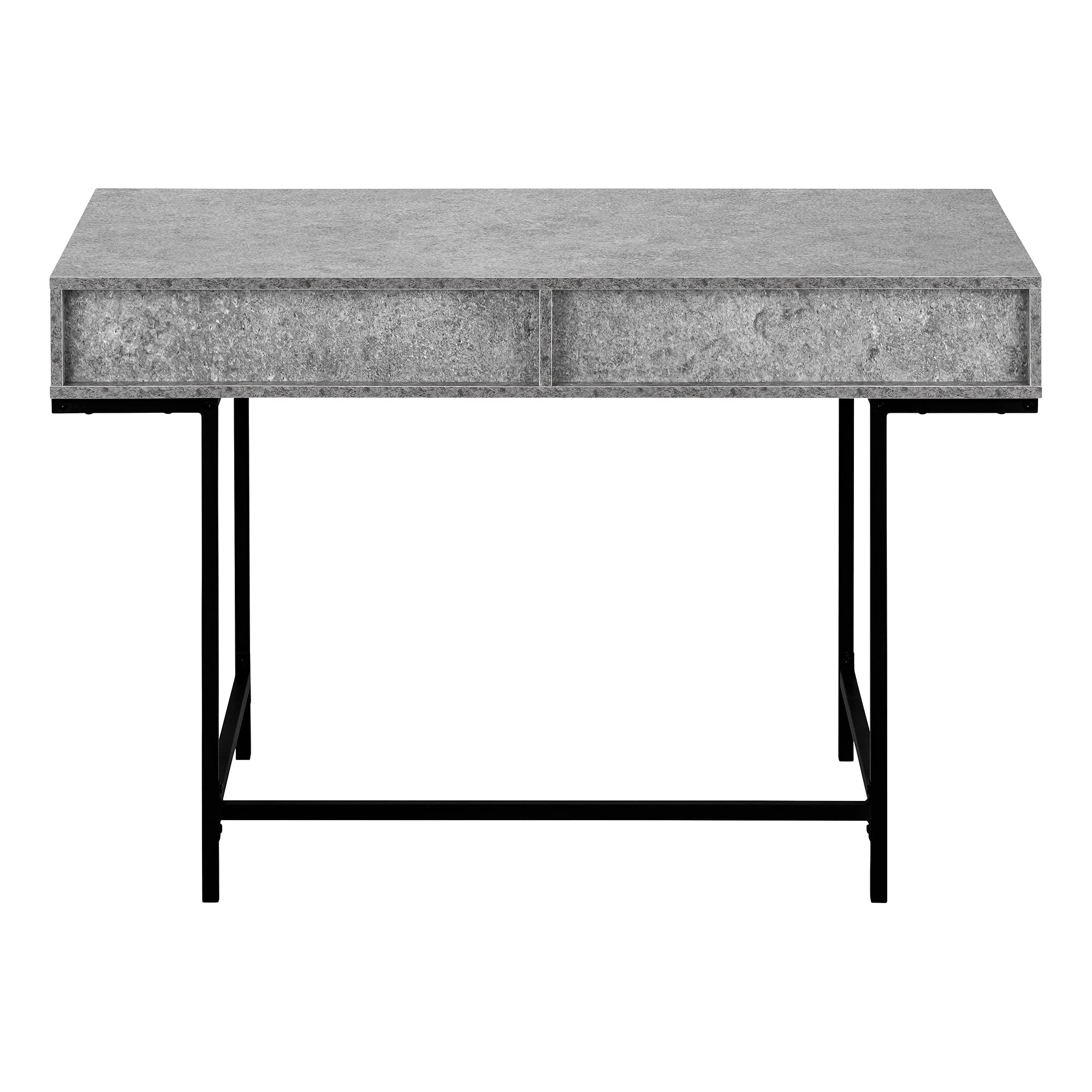 Monarch Specialties I 7559 48-Inch Modern Computer Desk with Storage Drawers - Home Office & Laptop Workstation, Metal Frame & Laminate Surface in Grey/Black - Perfect for Small Spaces & Remote Work