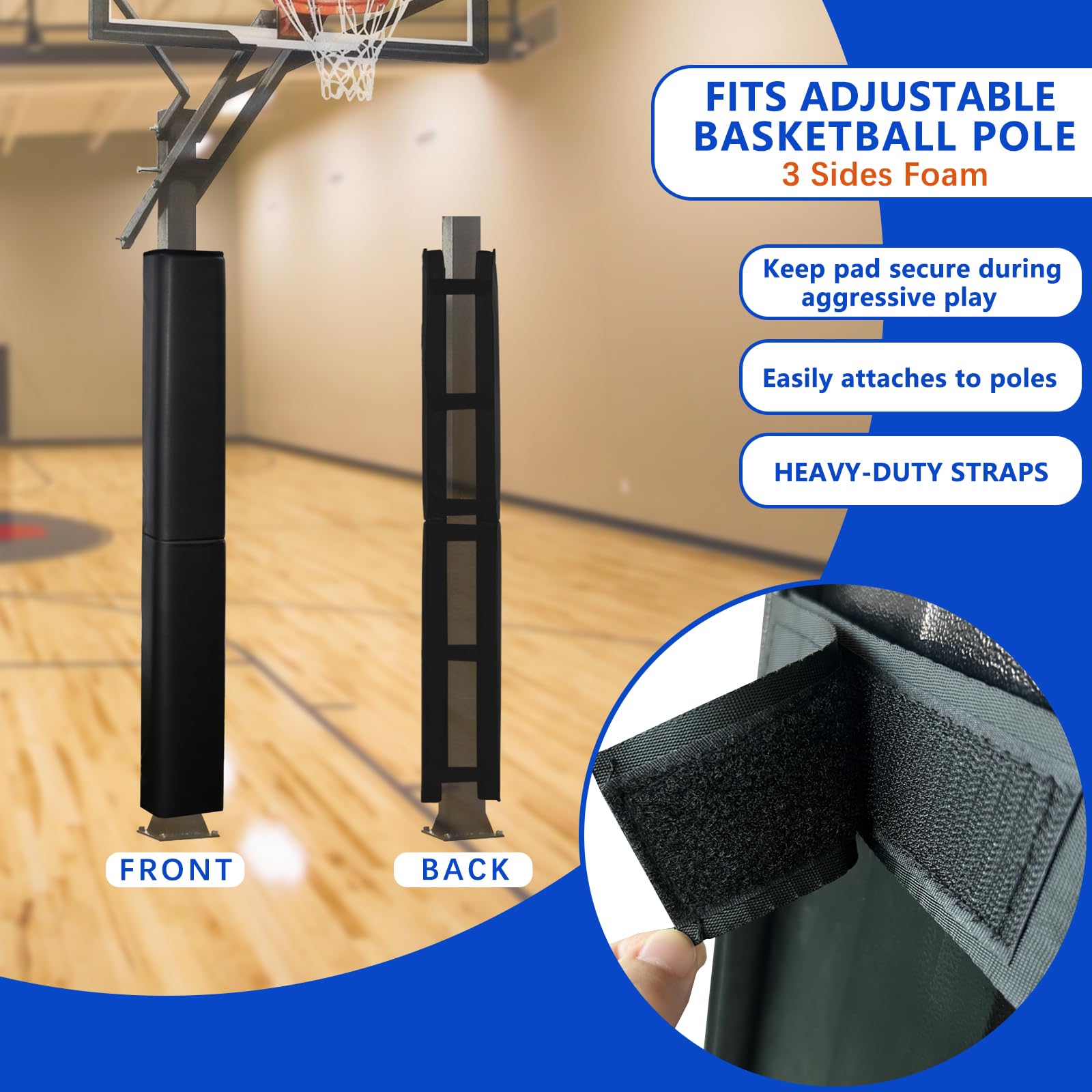 Heavy Duty Square Basketball Pole Pads - Waterproof & UV-Resistant Padding for 4x4, 5x5, 6x6, 6x8 & 8x8 Outdoor Poles - Durable Protection for Basketball Hoops, Playgrounds & Sports Courts