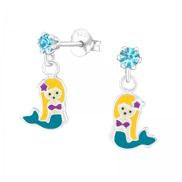 Kids' Silver Mermaid Stud Earrings for Girls - Perfect for Birthday Gifts, Parties & Dress-Up Play