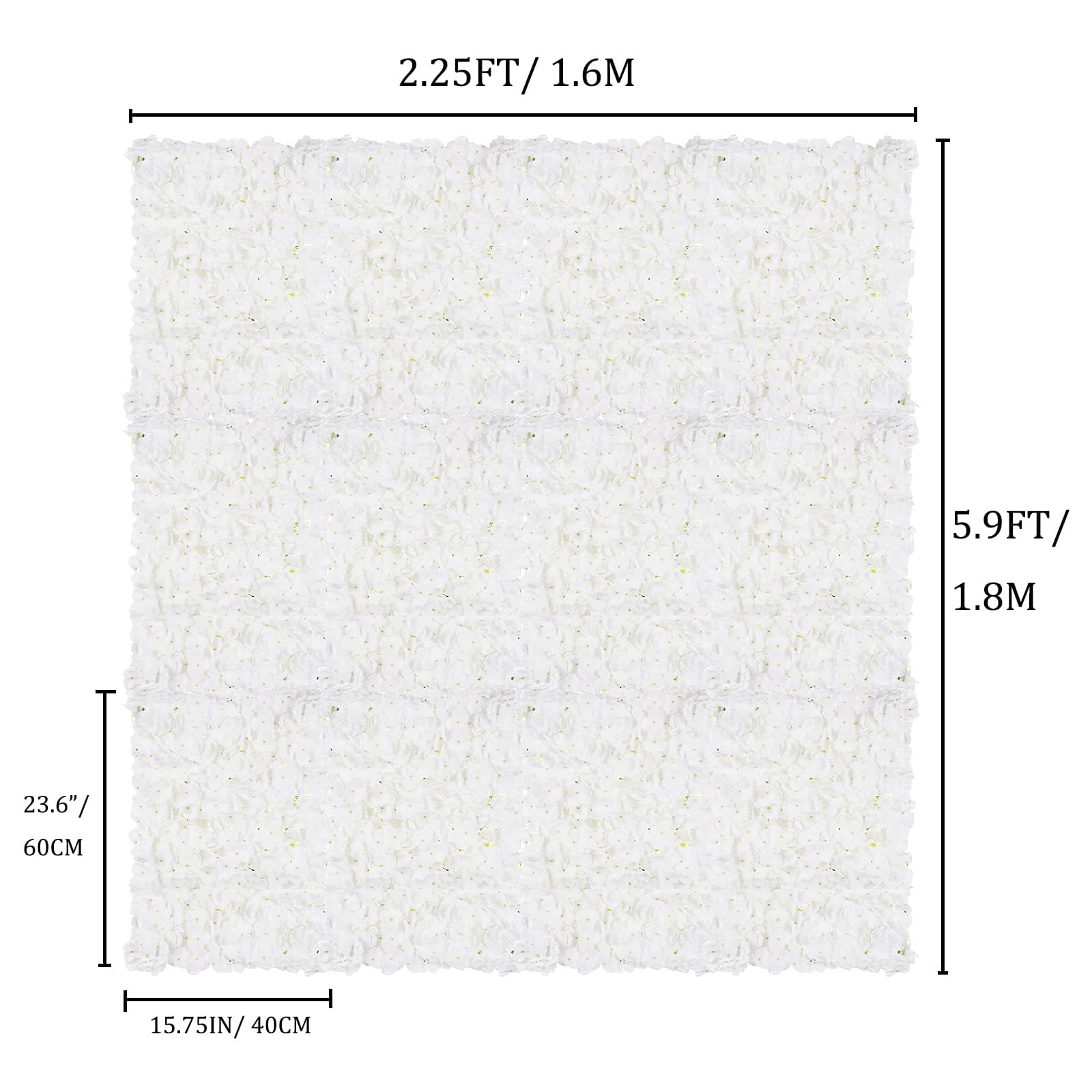 BLOSMON 12-Pack White Artificial Hydrangea Flower Wall Panels - 24