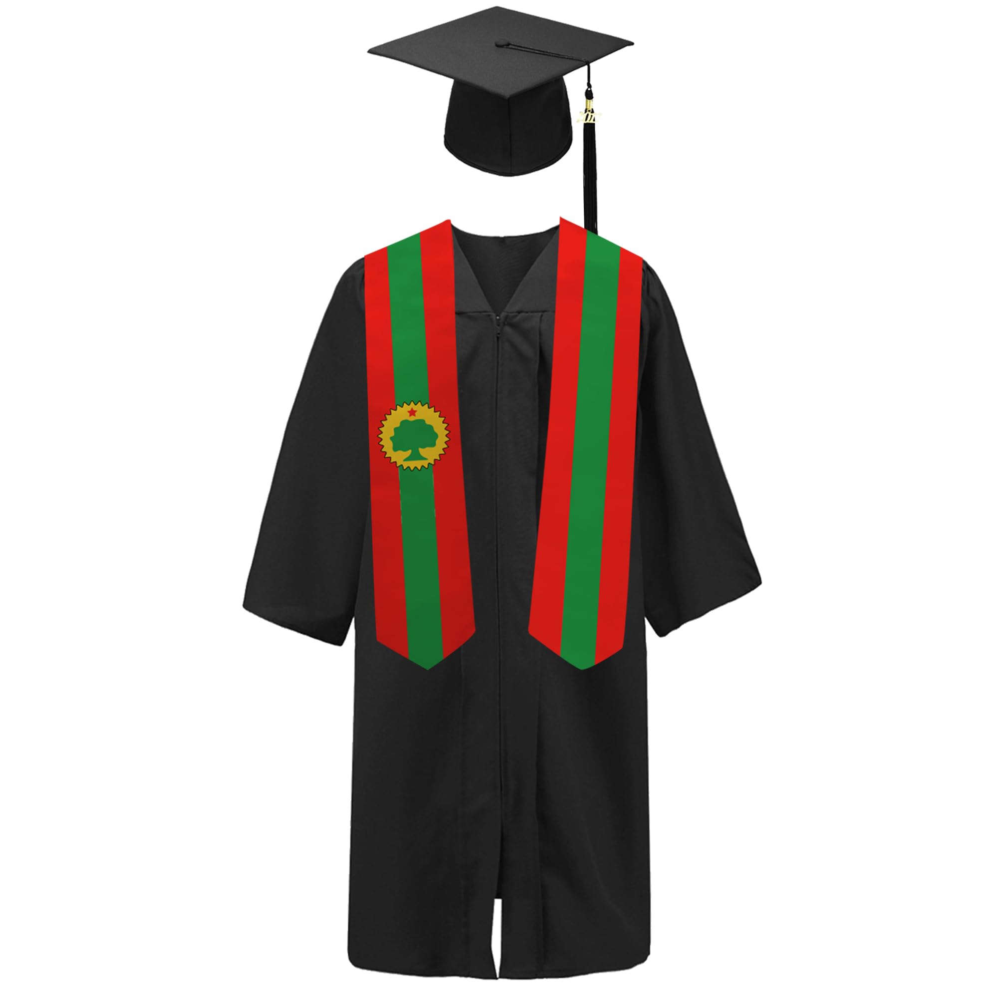 Oromo Flag Graduation Stole Scarf - 180x13cm Double Sided Ethiopian Cultural Sash for International Students - Perfect for Study Abroad Graduation Ceremonies, Cultural Events & Gift Giving