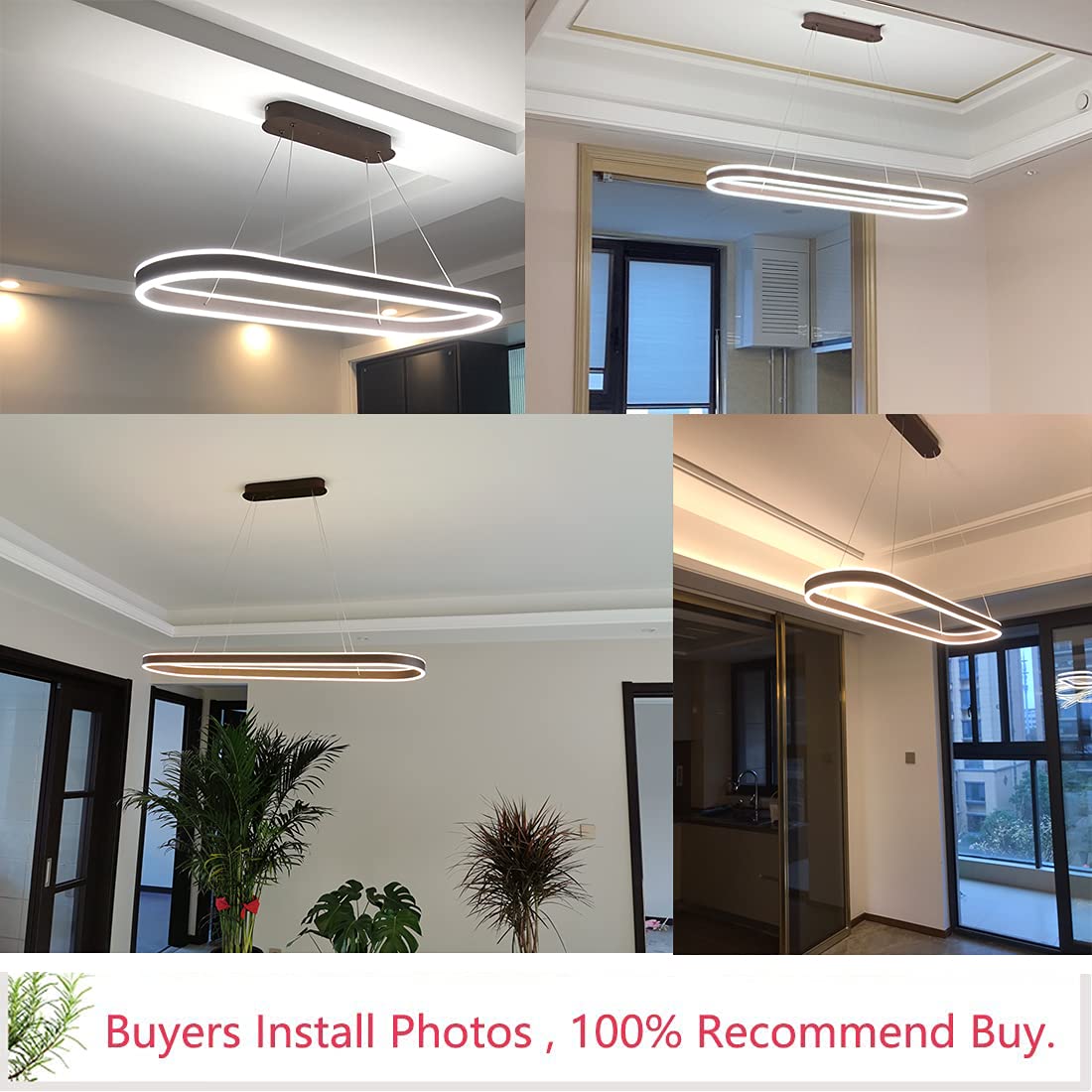 Modern Gold LED Dimmable Pendant Lamp - Circular Chandelier for Dining Table & Kitchen Island with Remote Control, High Translucent Acrylic Linear Hanging Light for Living Room, Bedroom, Restaurant (Brown) - Perfect for Home Decor & Commercial Spaces