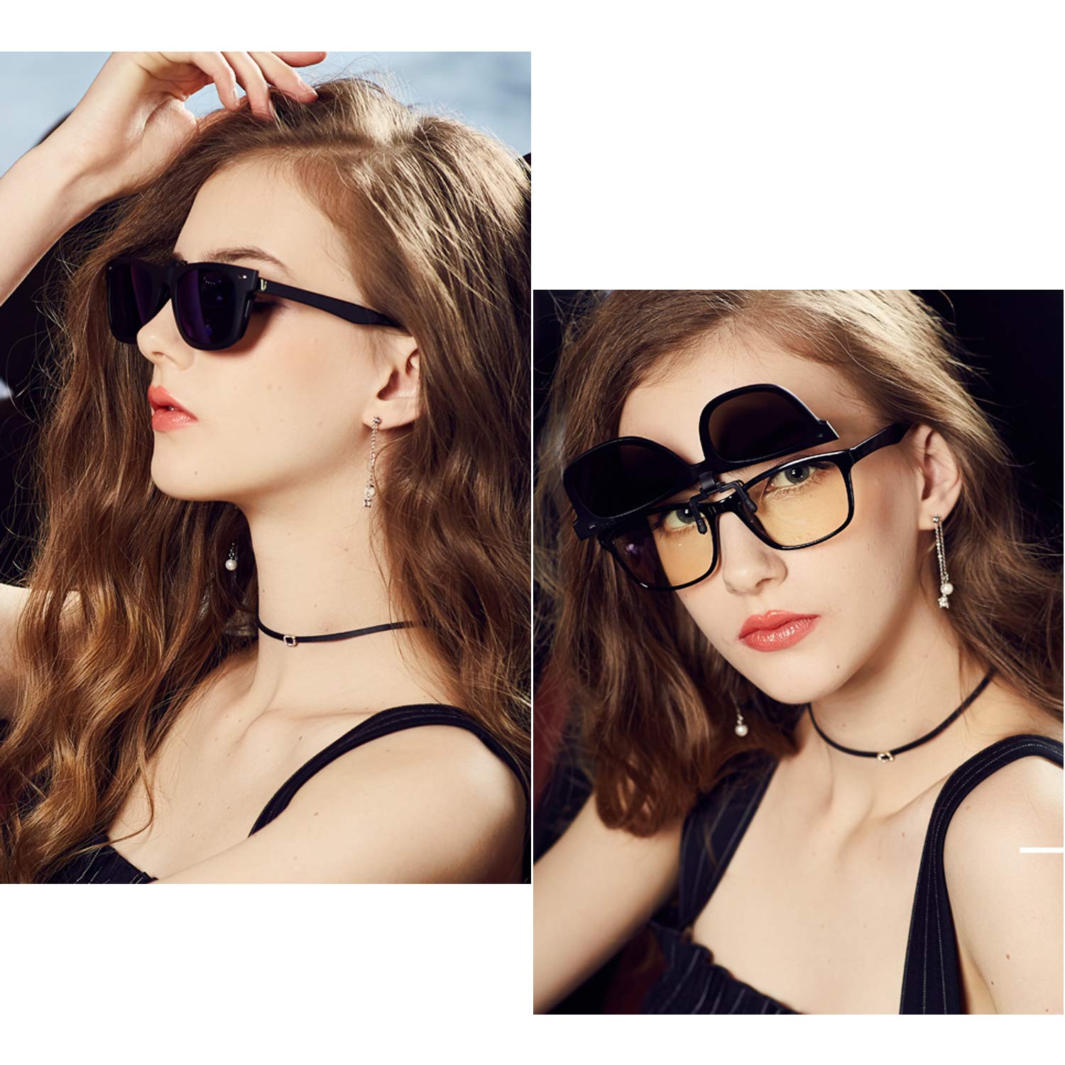 Polarized Clip-On Sunglasses for Men & Women - Flip Up Shades Over Prescription Glasses | Driving, Outdoor Sports & Daily Wear