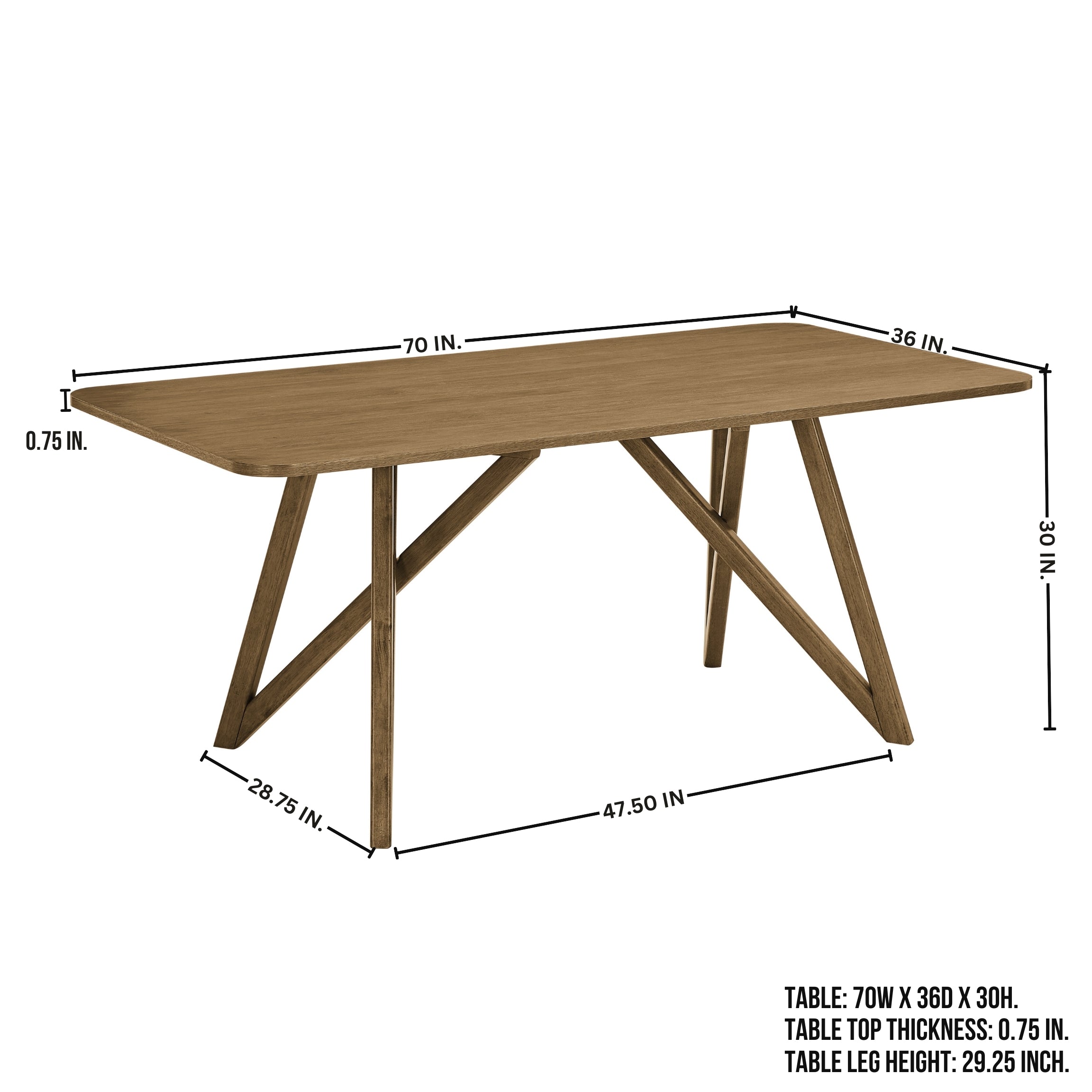 Roundhill Furniture Axler 7-Piece Dining Set - Light Oak Tripod Cross Base Table with 6 Modern Chairs | Perfect for Kitchen, Dining Room & Small Space Gatherings