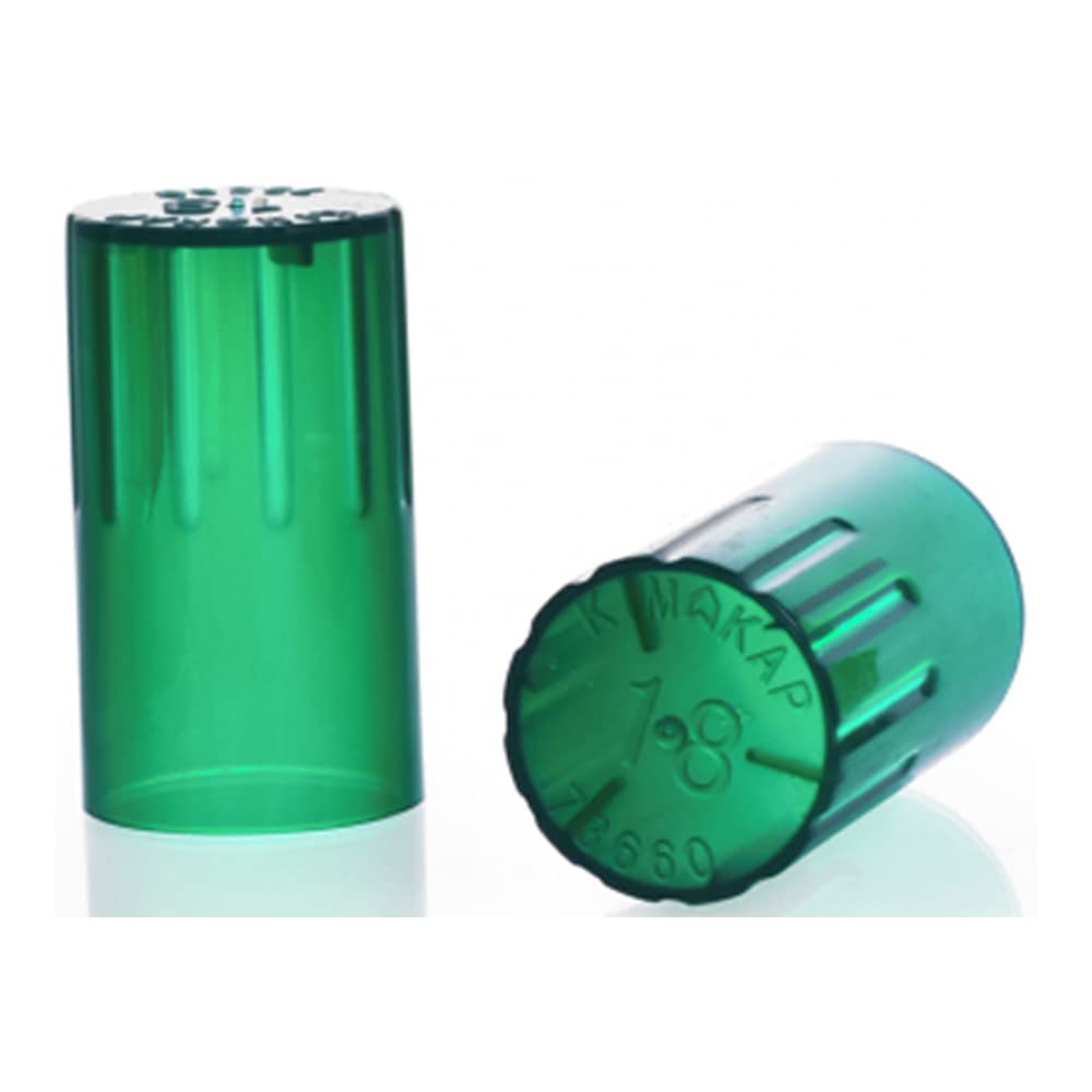 Kimble 73663-16 KIM-KAP Green Polypropylene Autoclavable Closures for 16mm Culture Tubes - Case of 1000 | Ideal for Laboratory, Microbiology Research & Cell Culture Applications