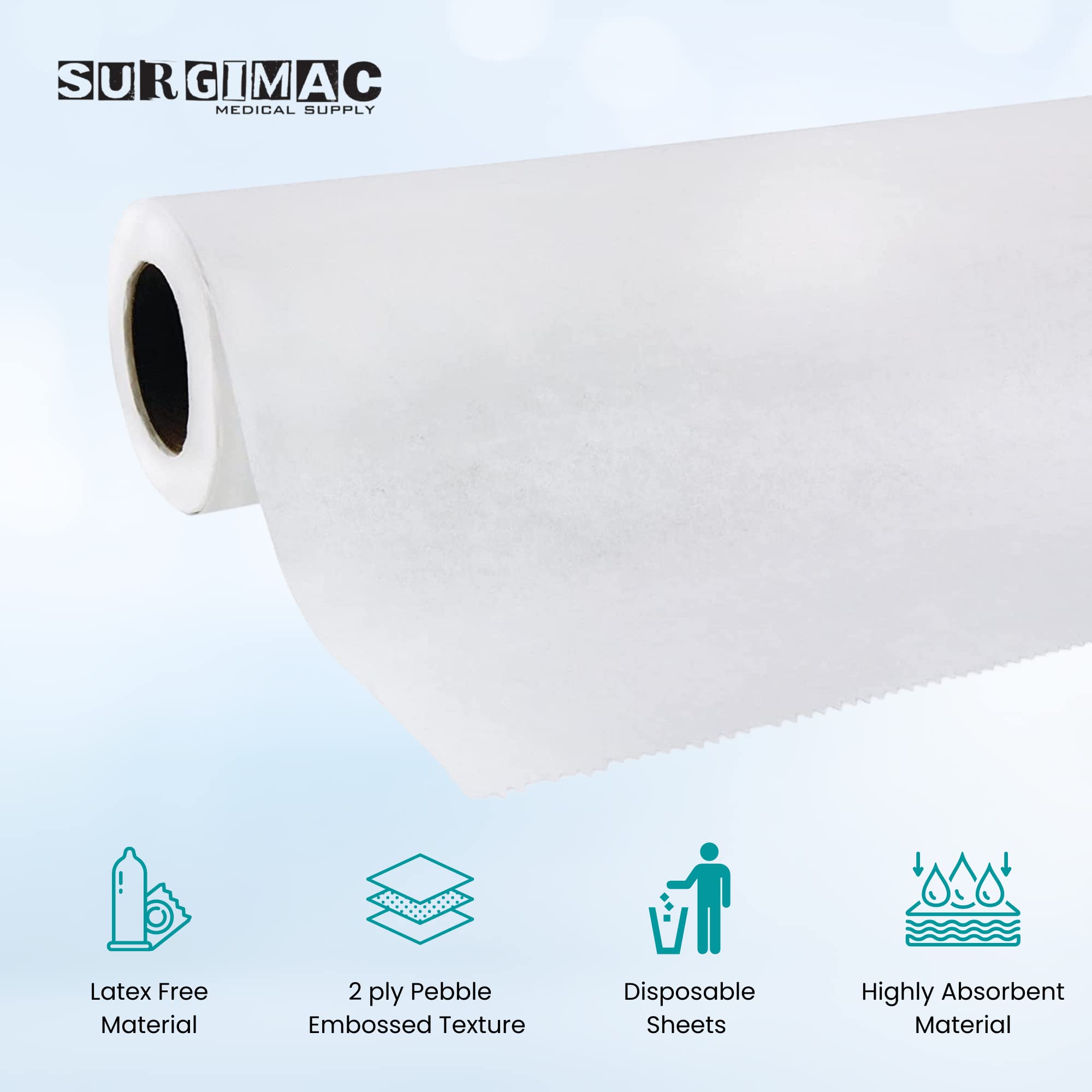 White Exam Table Paper Roll - 21 in x 260 ft (Case of 12) | Medical Examination Table Cover, Doctor Office, Clinic Supplies