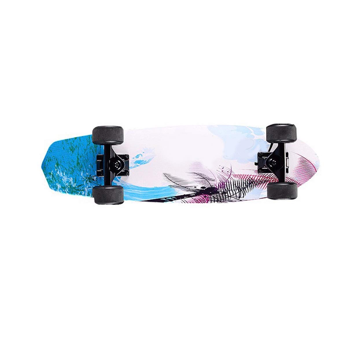 Lyyy Mini Brush Street Skateboard - 4-Wheel Maple Wood Cruiser Skateboard for Kids & Adults - Compact Fish Shape Design - Perfect for Commuting, Travel & Street Riding