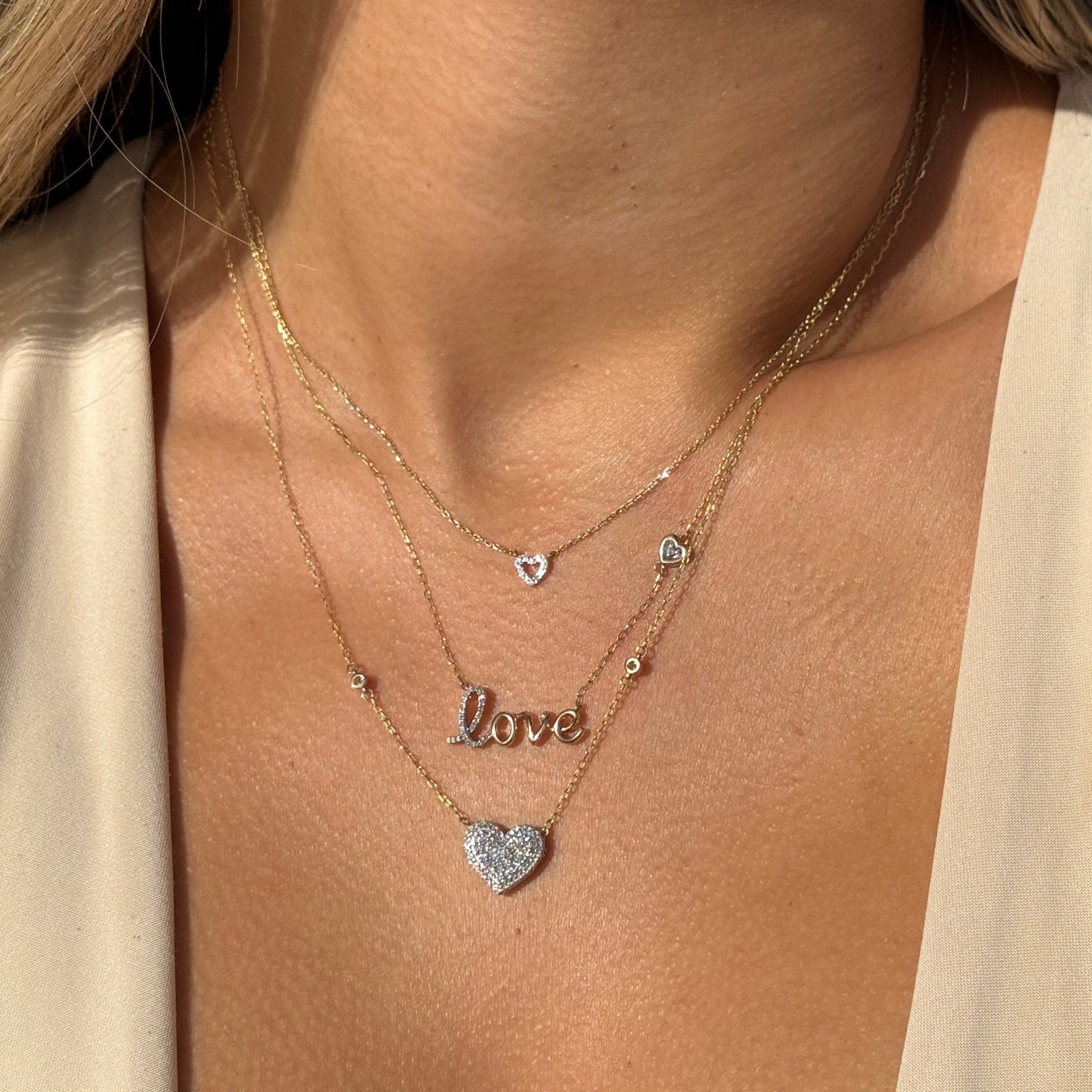 14K Solid Yellow Gold Diamond Heart Pendant Necklace for Women - Elegant Jewelry Gift for Valentine's Day, Anniversary & Special Occasions
