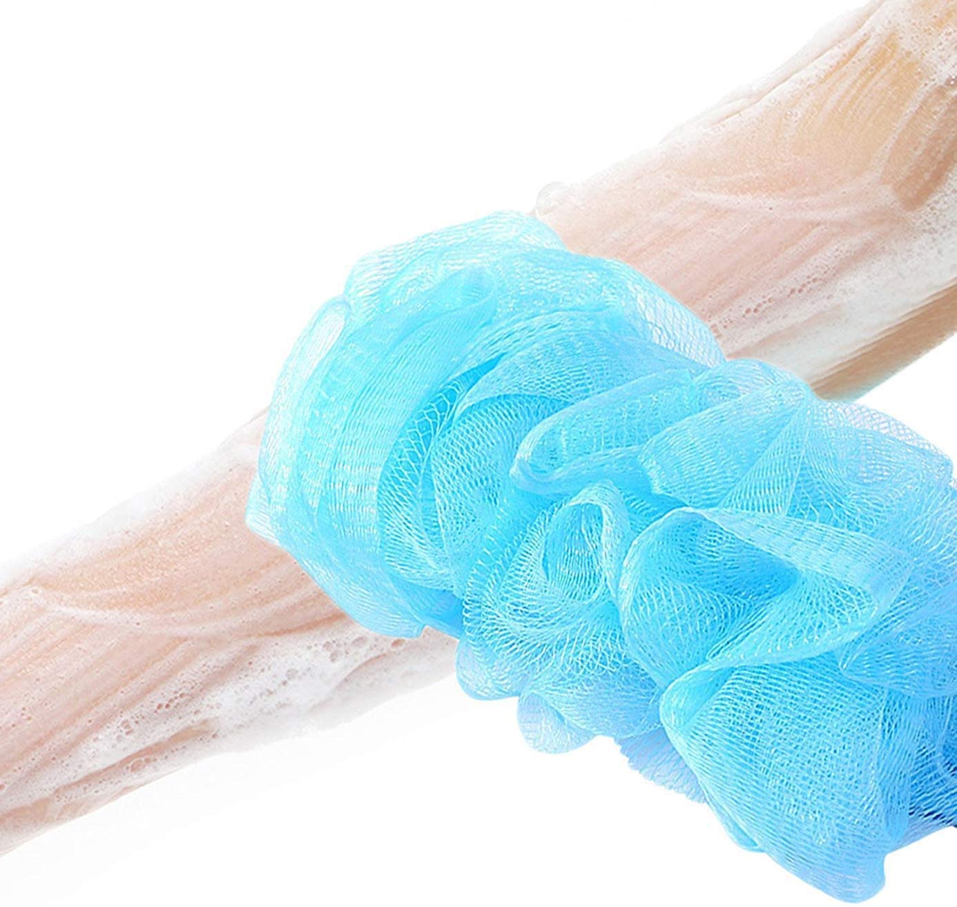 Exfoliating Loofah Bath Brush with Long Handle - Soft Mesh Body Scrubber for Shower & Back Care - Nylon Sponge on Stick for Men & Women - Gentle Lather & Deep Cleansing - Perfect for Exfoliation & Spa Days (Multicolor, Pack of 1)