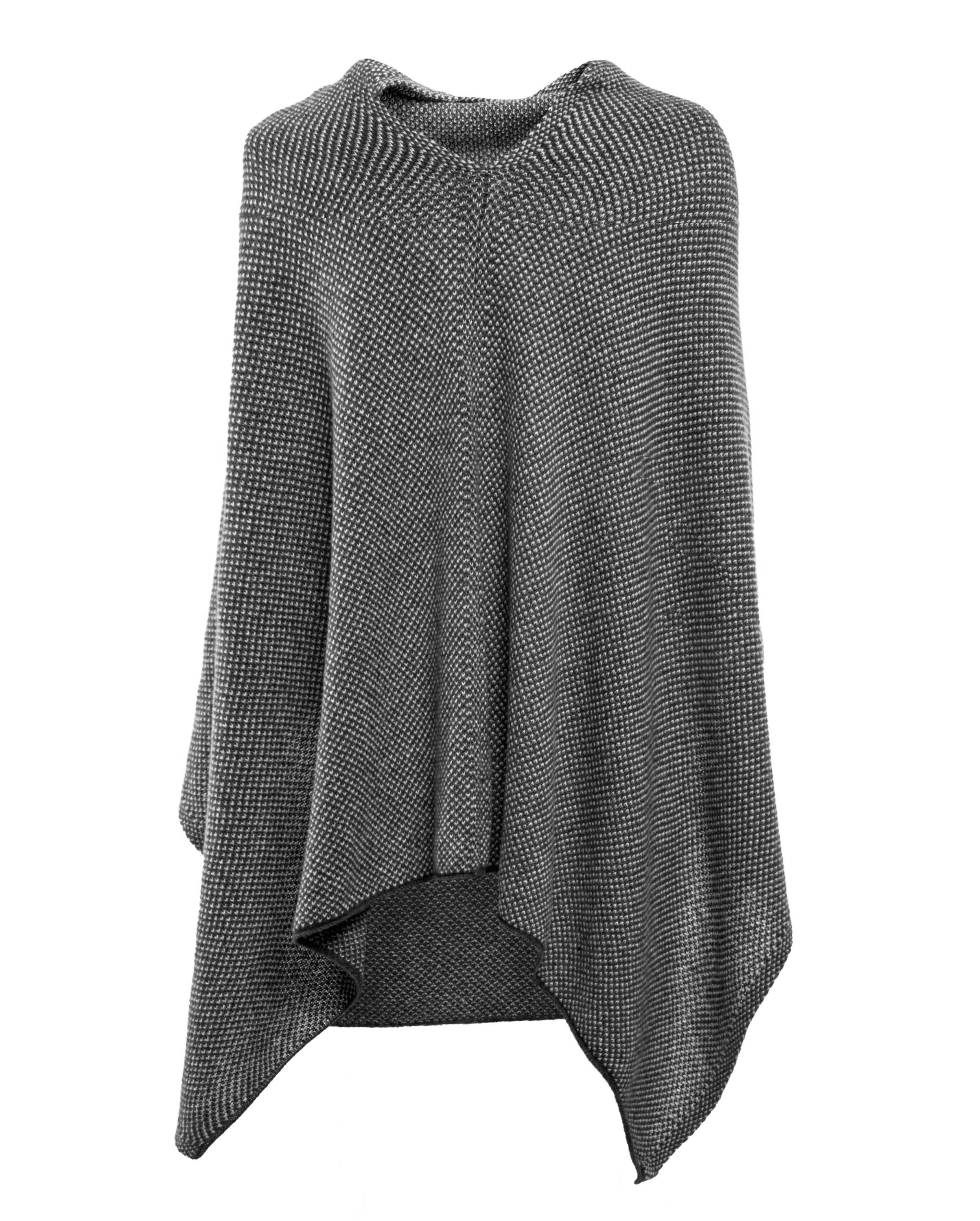 Luxury Women's Pure Cashmere Asymmetrical Poncho Shawl - Soft & Warm Winter Wrap - Black Elegant Cape for Office, Travel & Special Occasions