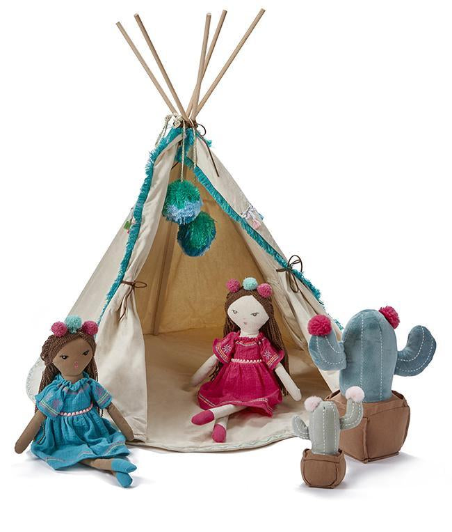 Woodstock Wigwam Doll's Teepee Tent - Aqua Blue Play Tent for Kids | Perfect for Indoor Playroom, Nursery Decor & Imaginative Play
