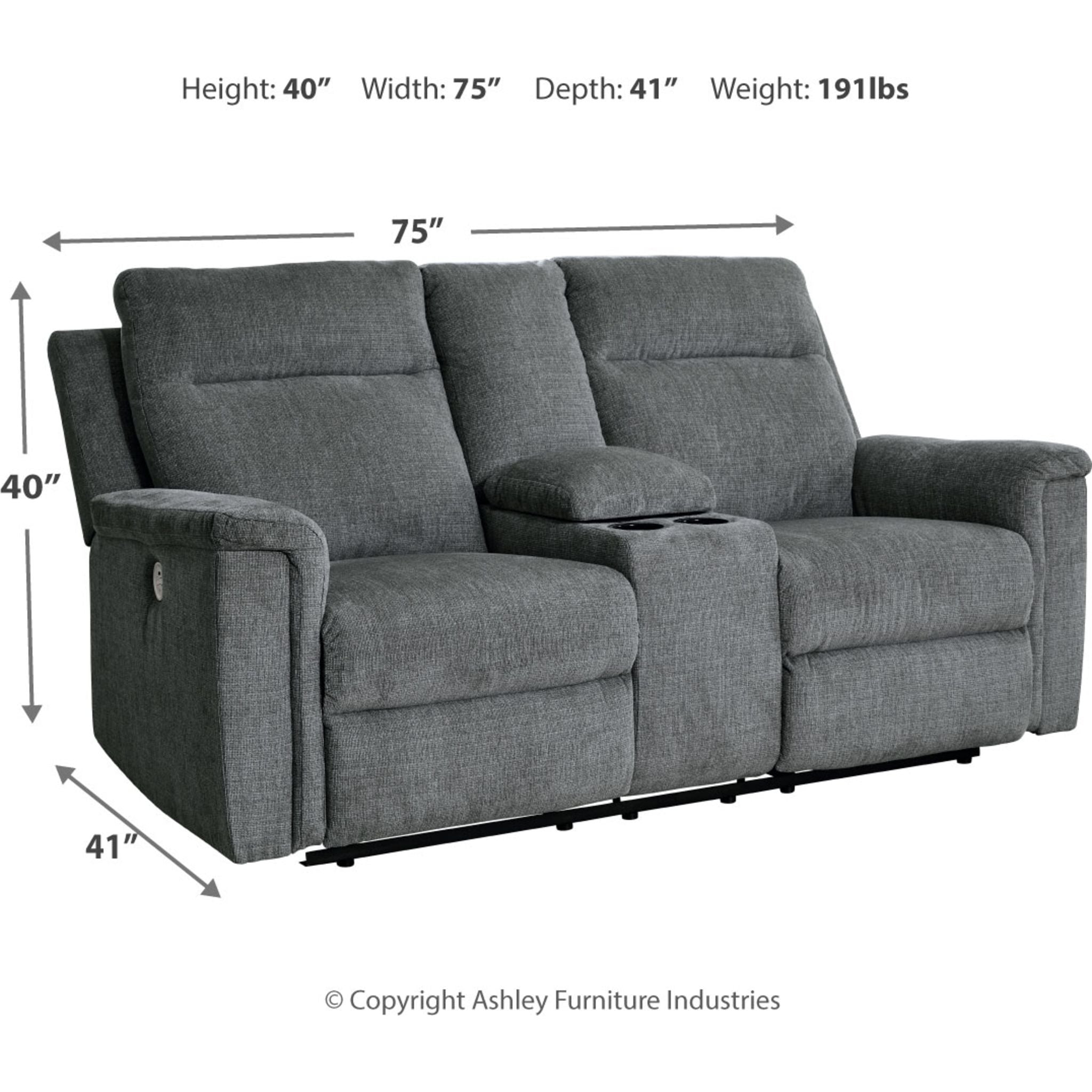 Barnsana Power Reclining Loveseat with Console - Modern Electric Recliner Sofa for Living Room, Home Theater & Family Room - Comfortable Dual Motor Couches with USB Charging & Cup Holders