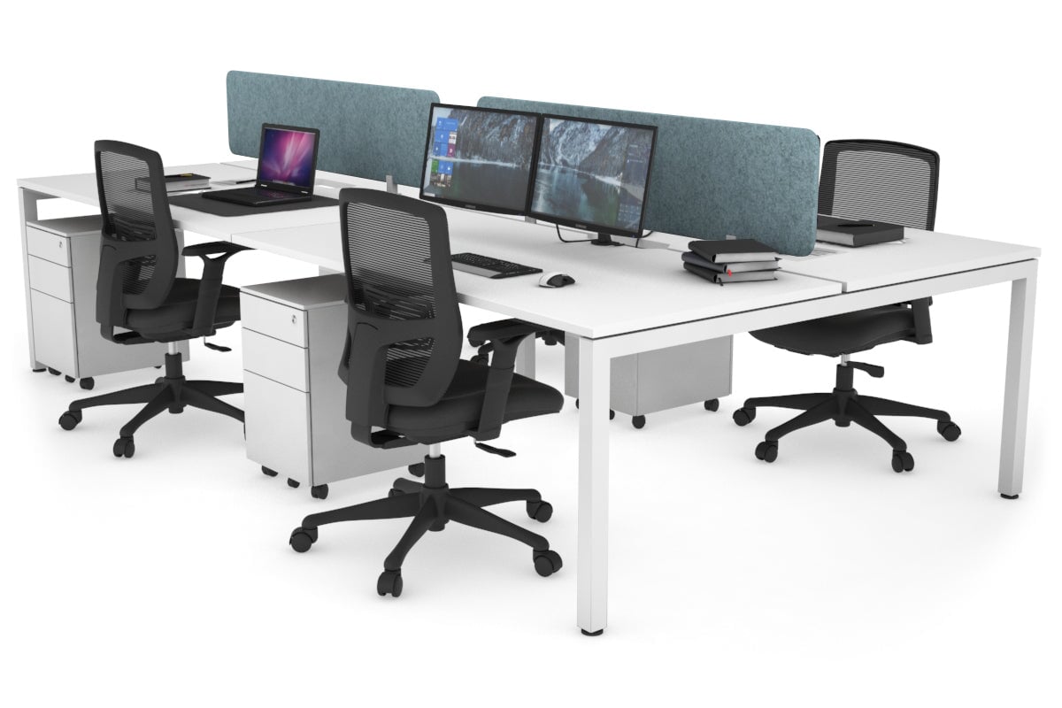 4-Person Office Workstation with Quadro Square Legs - 1800L x 800W Desk with Cable Management Scallop | Perfect for Collaborative Workspaces & Open Office Environments